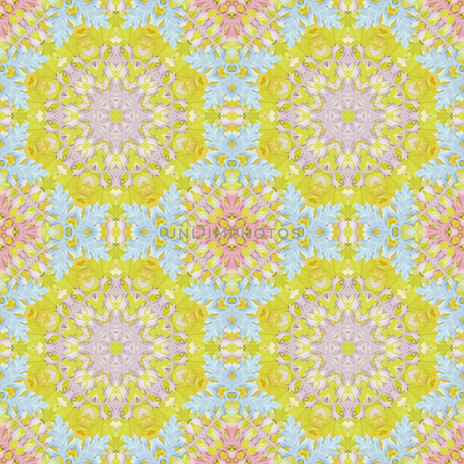 Artistic background, abstract seamless floral pattern with colorful leaves of plants