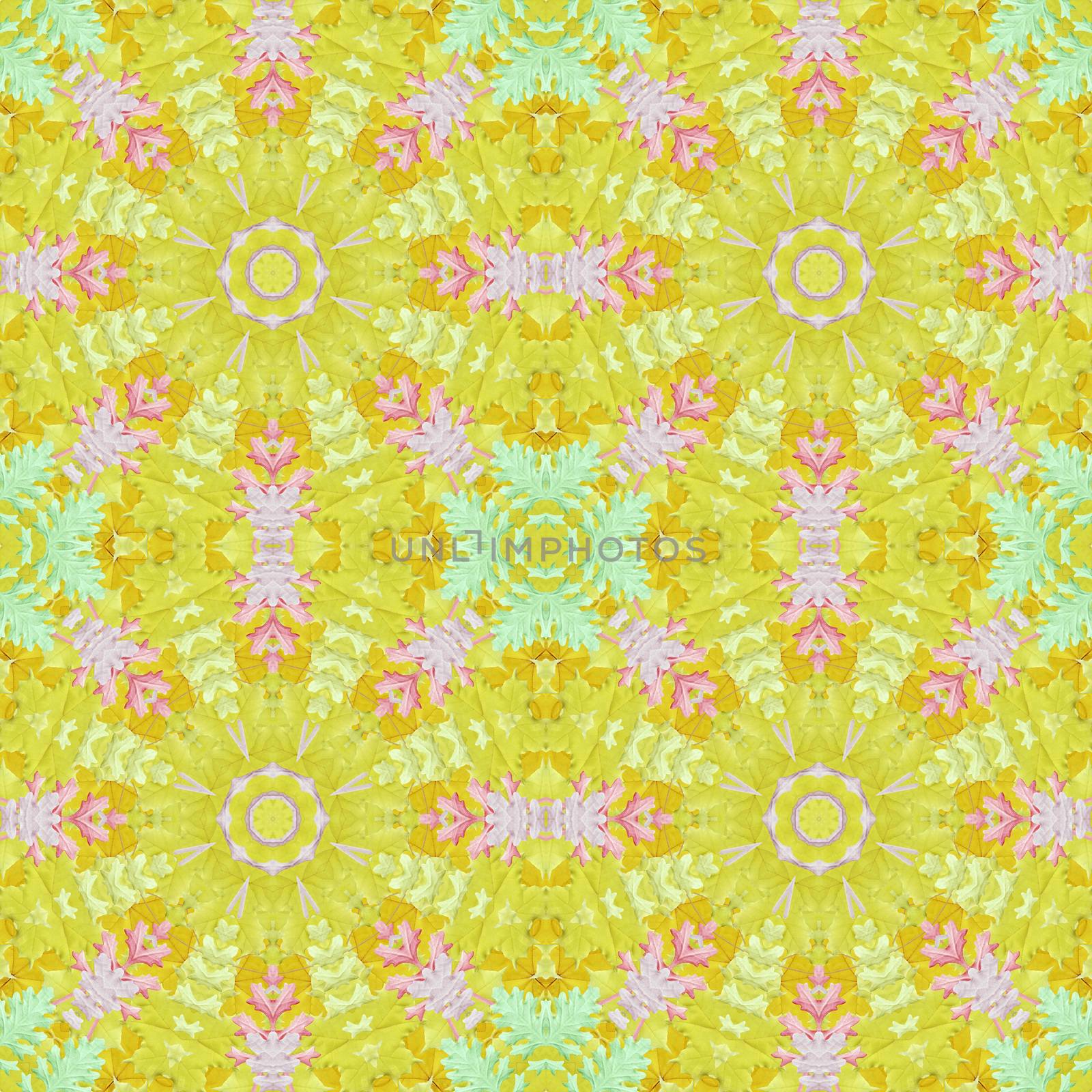 Artistic background, abstract seamless floral pattern with colorful leaves of plants