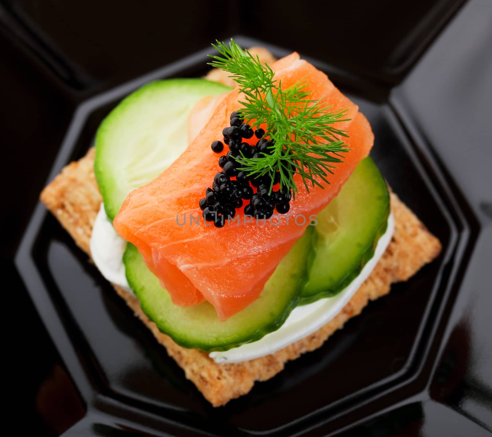 Caviar and Salmon Canape by songbird839