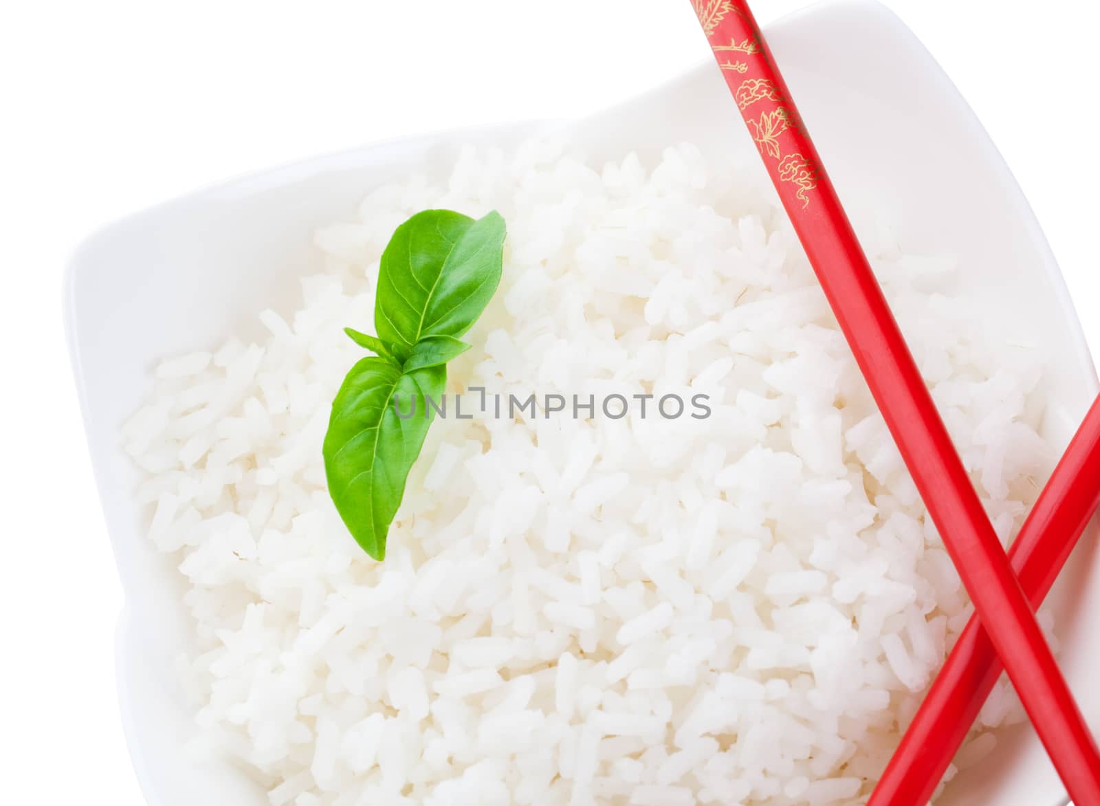 Rice and Red Chopsticks With Clipping Path by songbird839