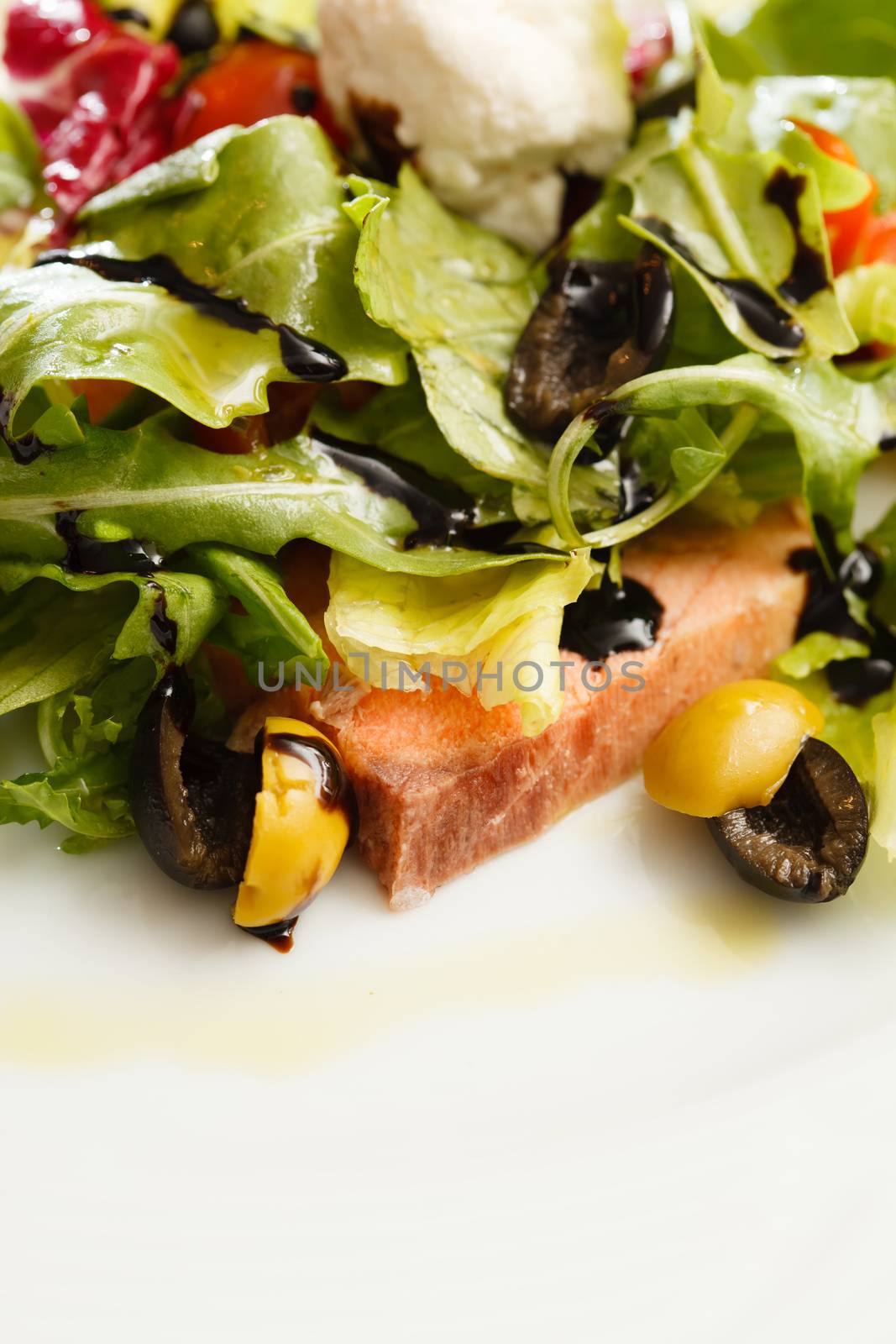 salmon with fresh salad by shebeko