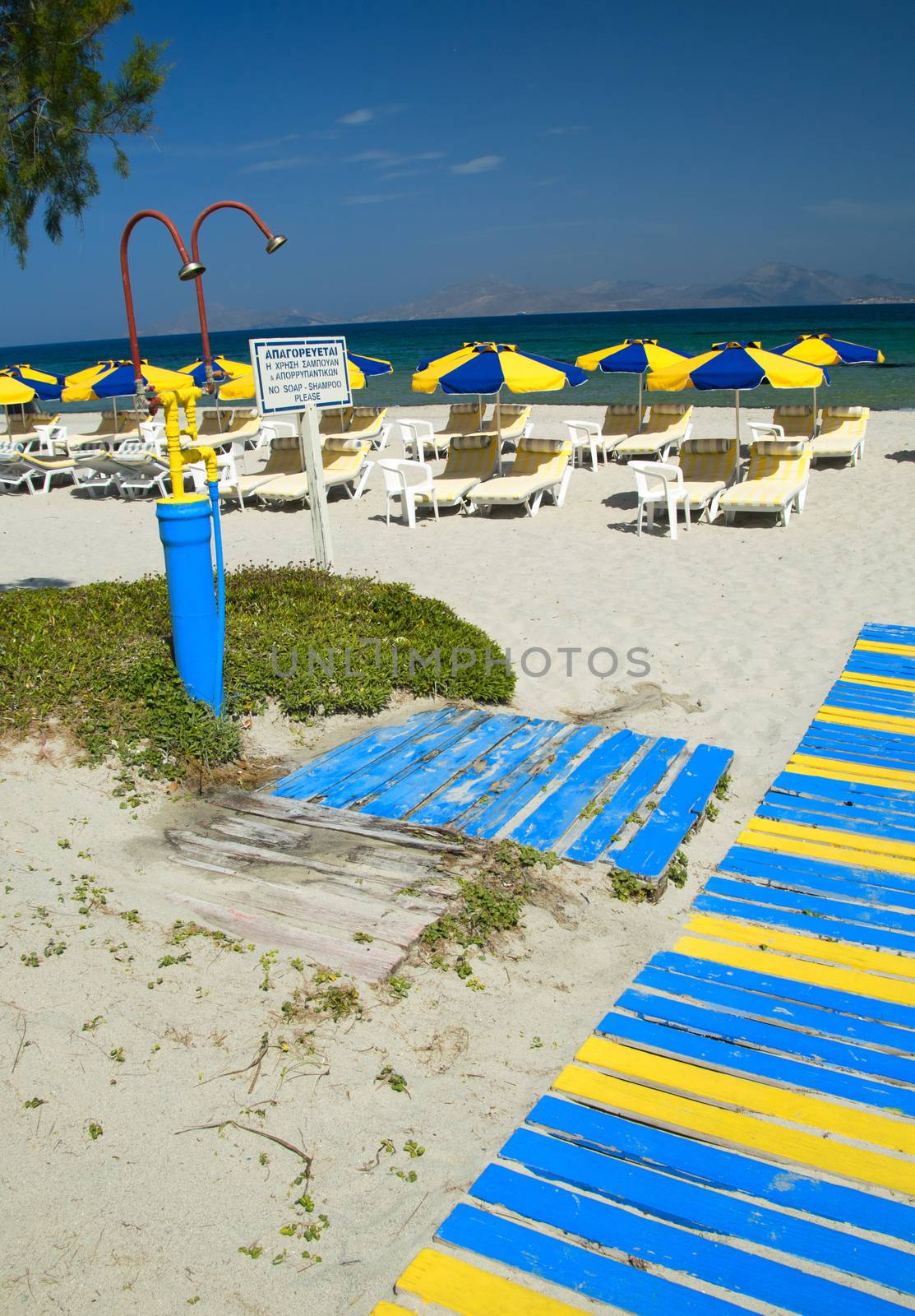 Colorful umbrellas on a beautiful beach.