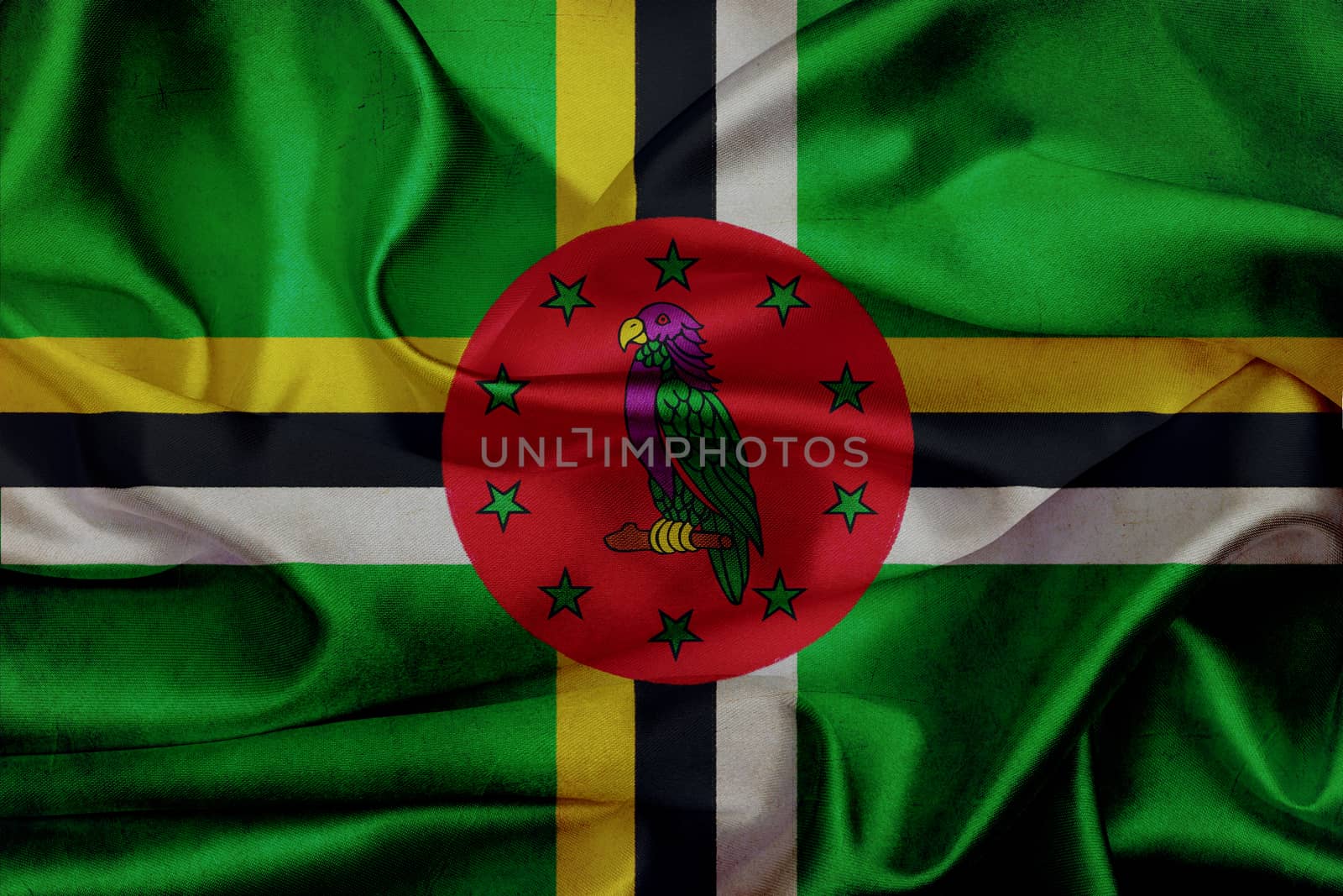 Dominica grunge waving flag