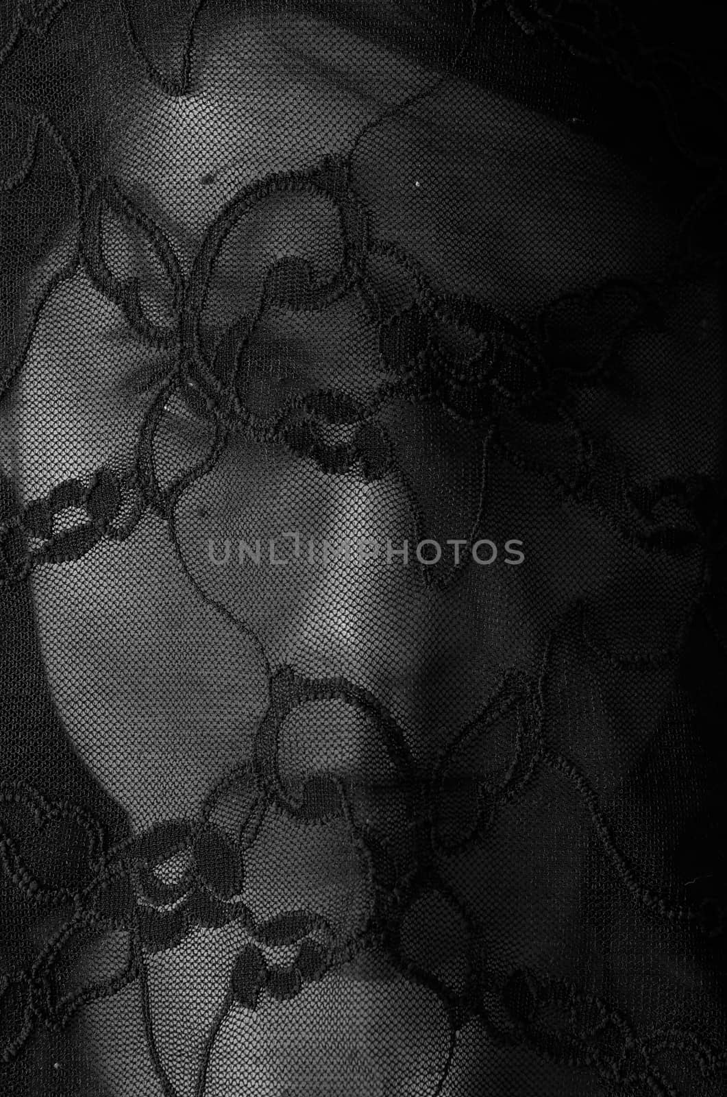 Caucasian girl looking through black veil by anderm