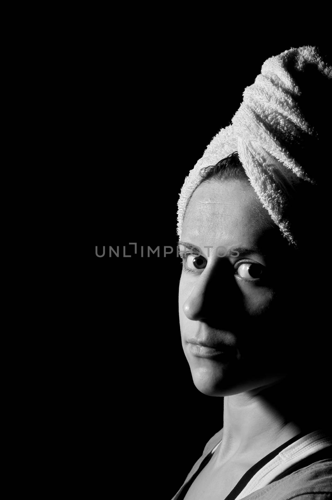 Girl with towel on her head