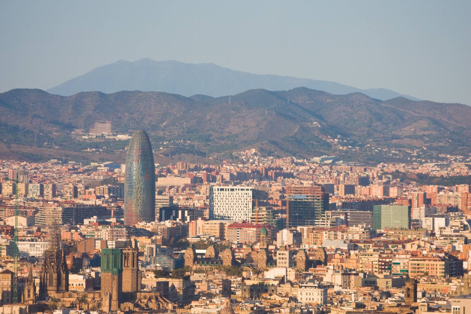 Panoramic view of Barcelona from Parc de Montjuic by aniad