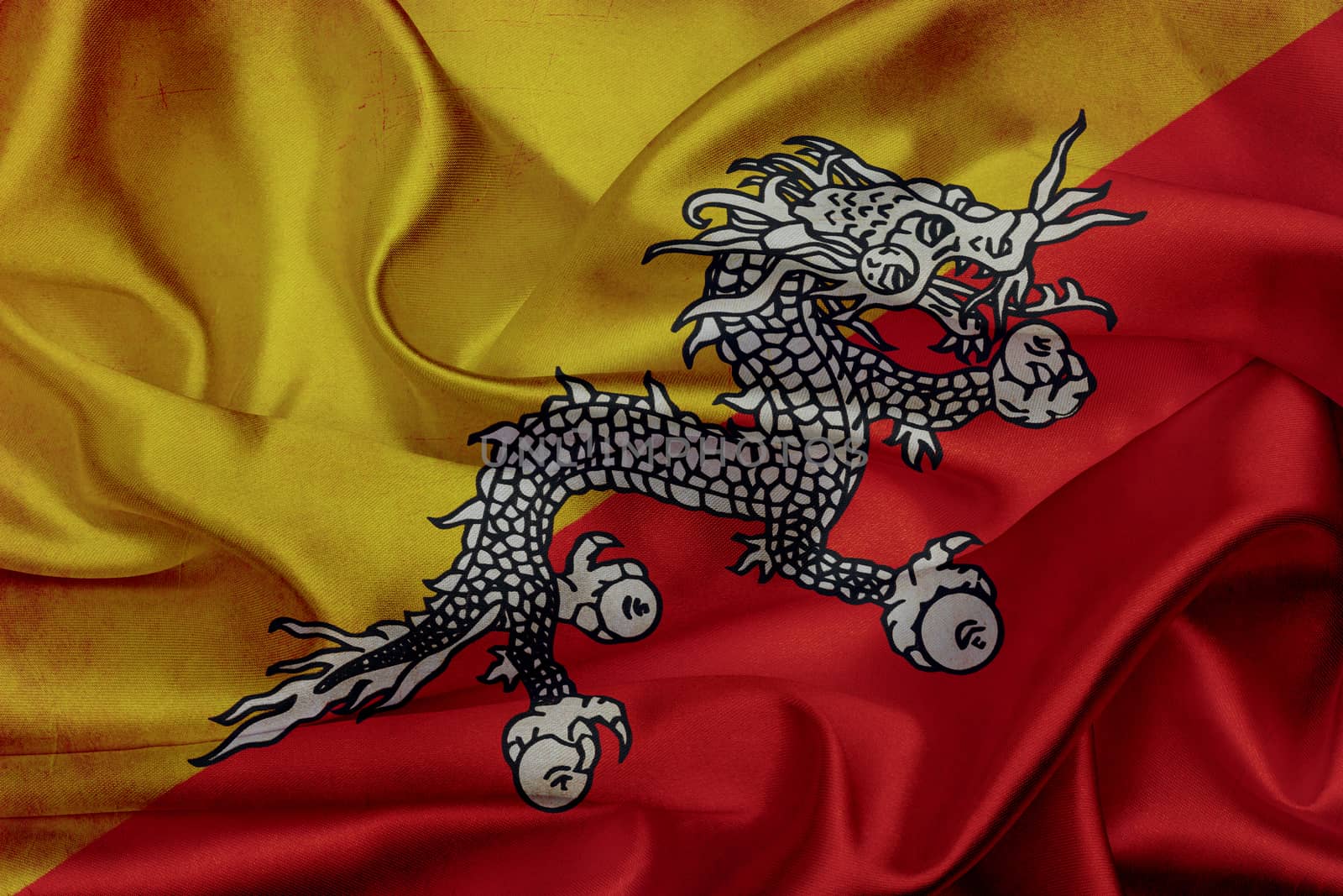 Bhutan grunge waving flag by taesmileland