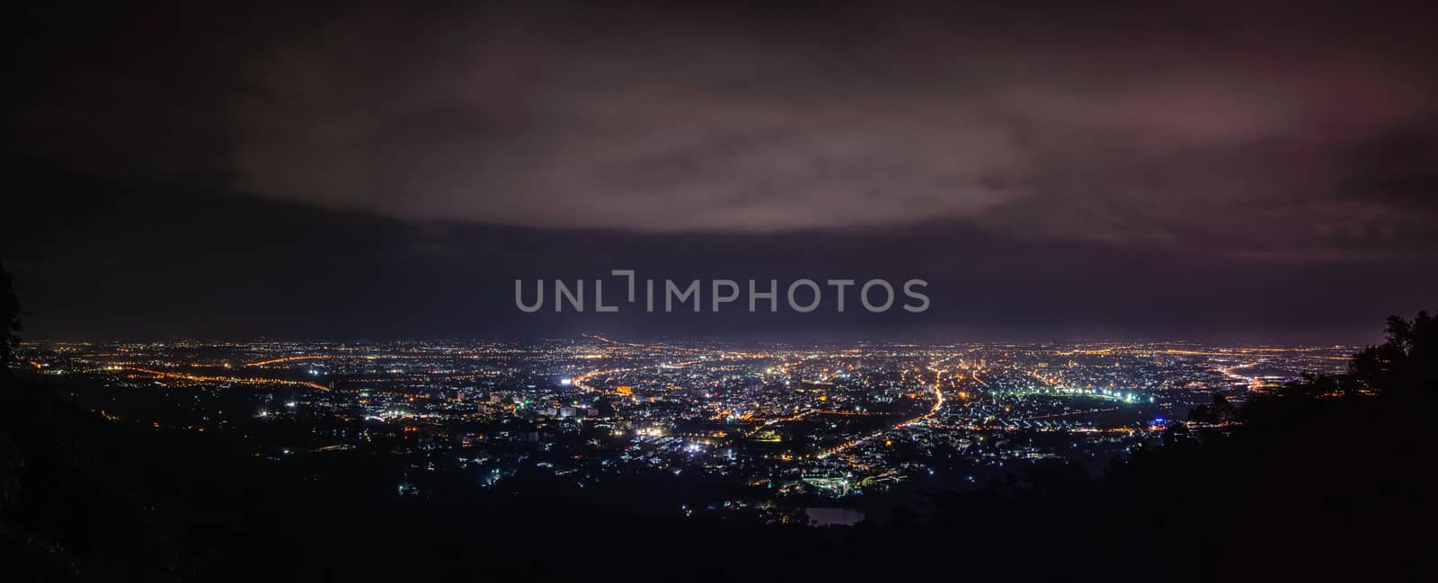 Chiang mai panorama night light landscape, Thailand. 
