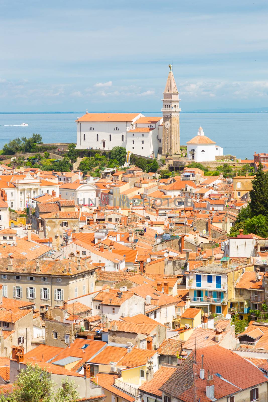 St. George's Parish Church in picturesque old town Piran - Slovenian adriatic coast.