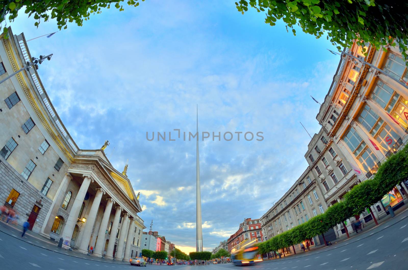 famous landmark in Dublin, Ireland center symbol - spire