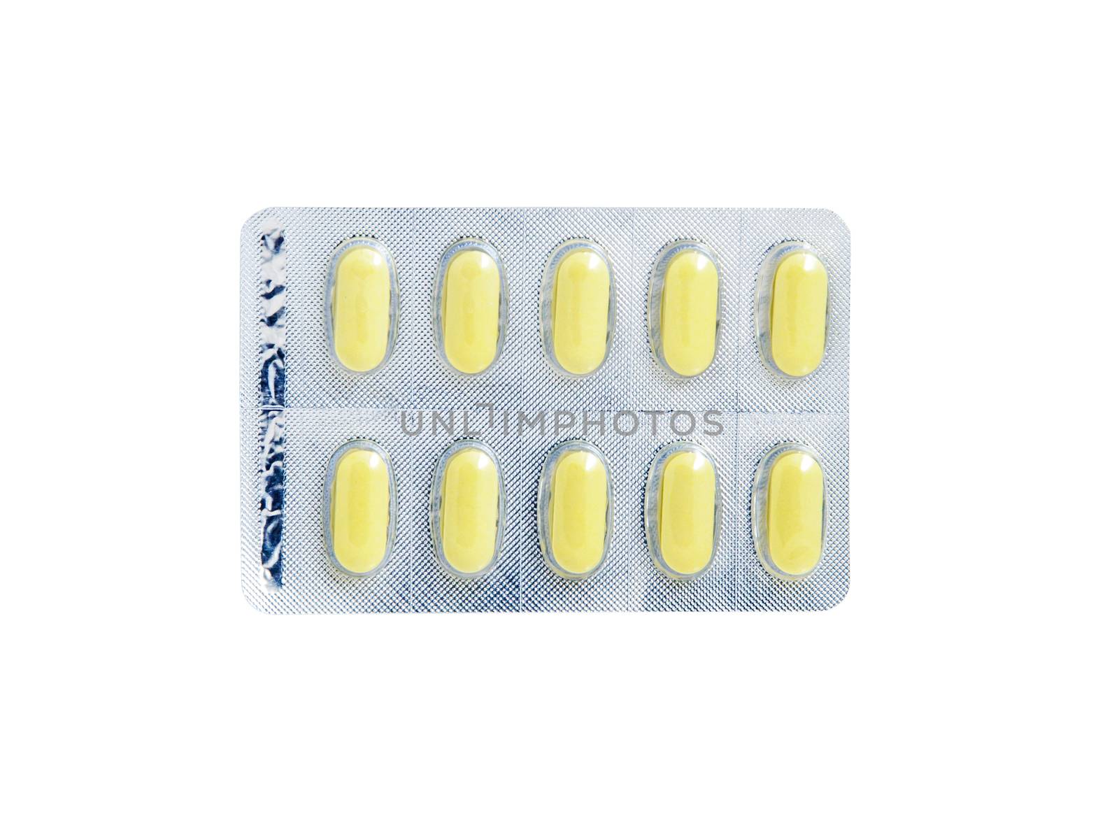 Packs of pills isolated  by NuwatPhoto