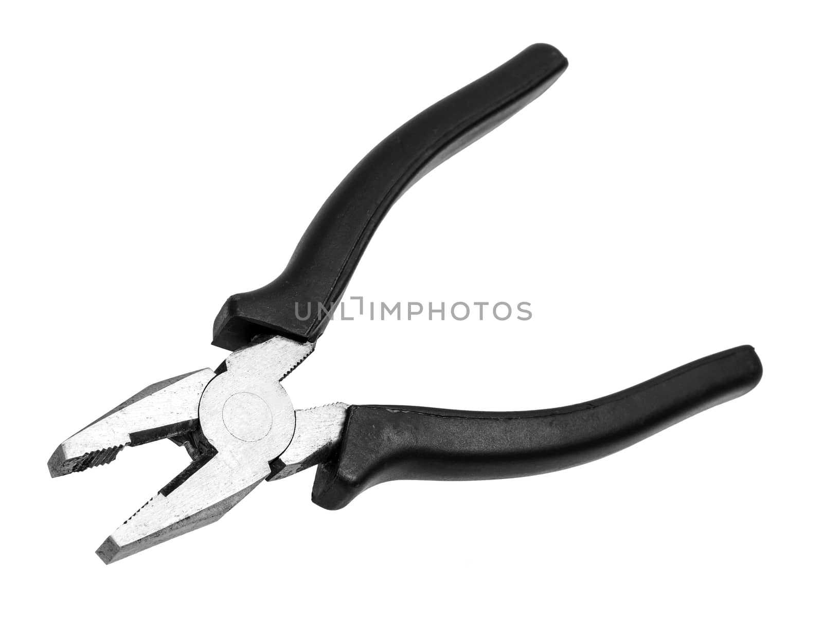 Pliers black tool isolated on  white background 