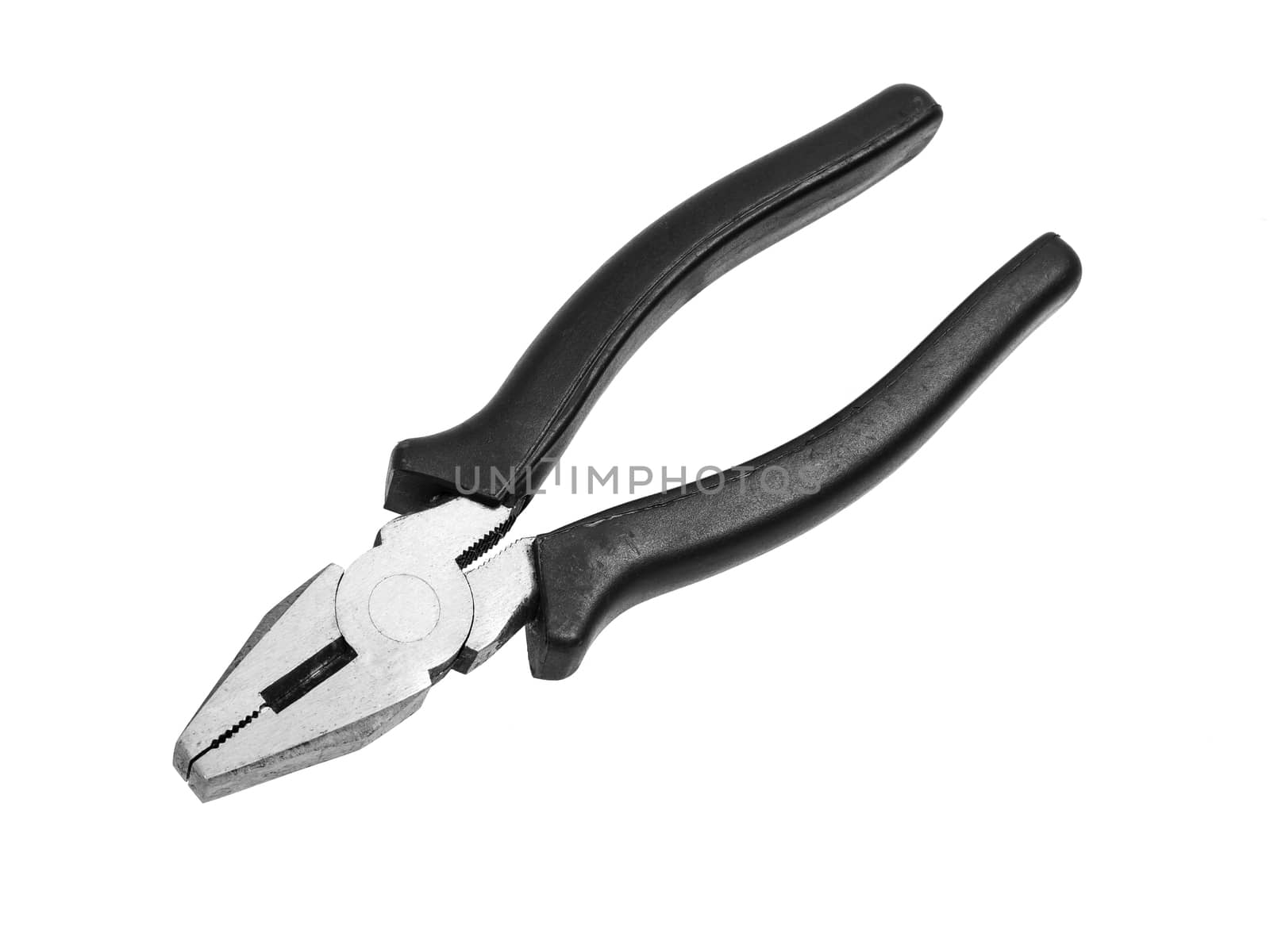 Pliers black tool isolated on  white background 