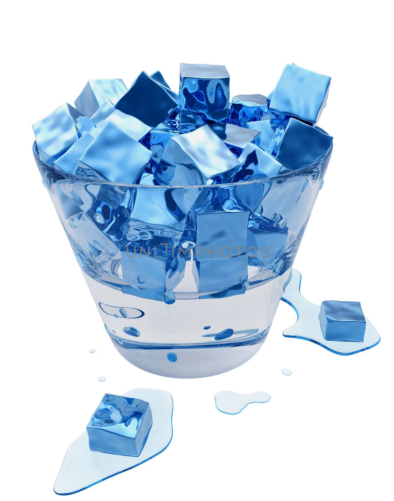 Stylized melting ice cubes in the glass bucket by merzavka