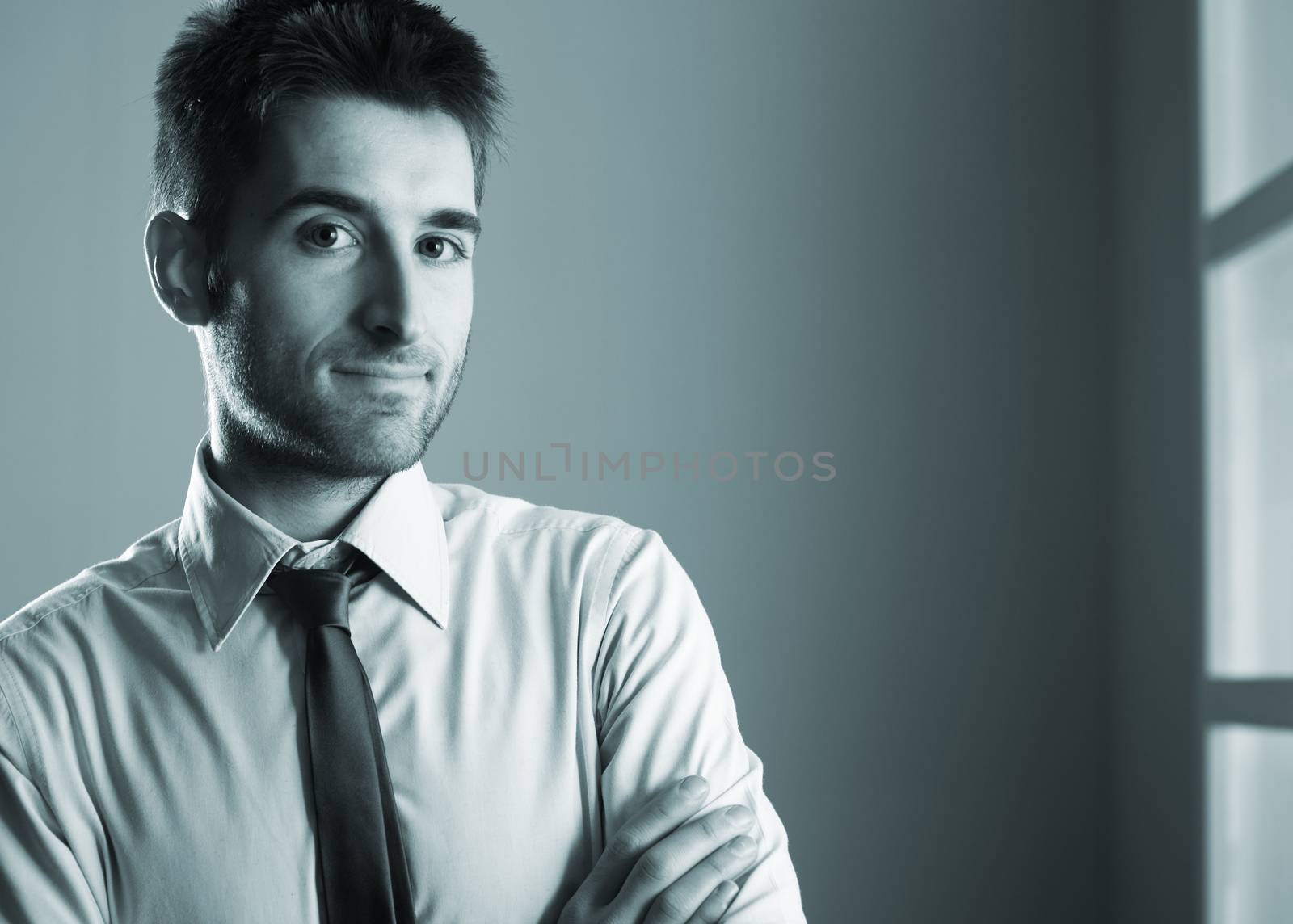 Attractive businessman posing by stokkete