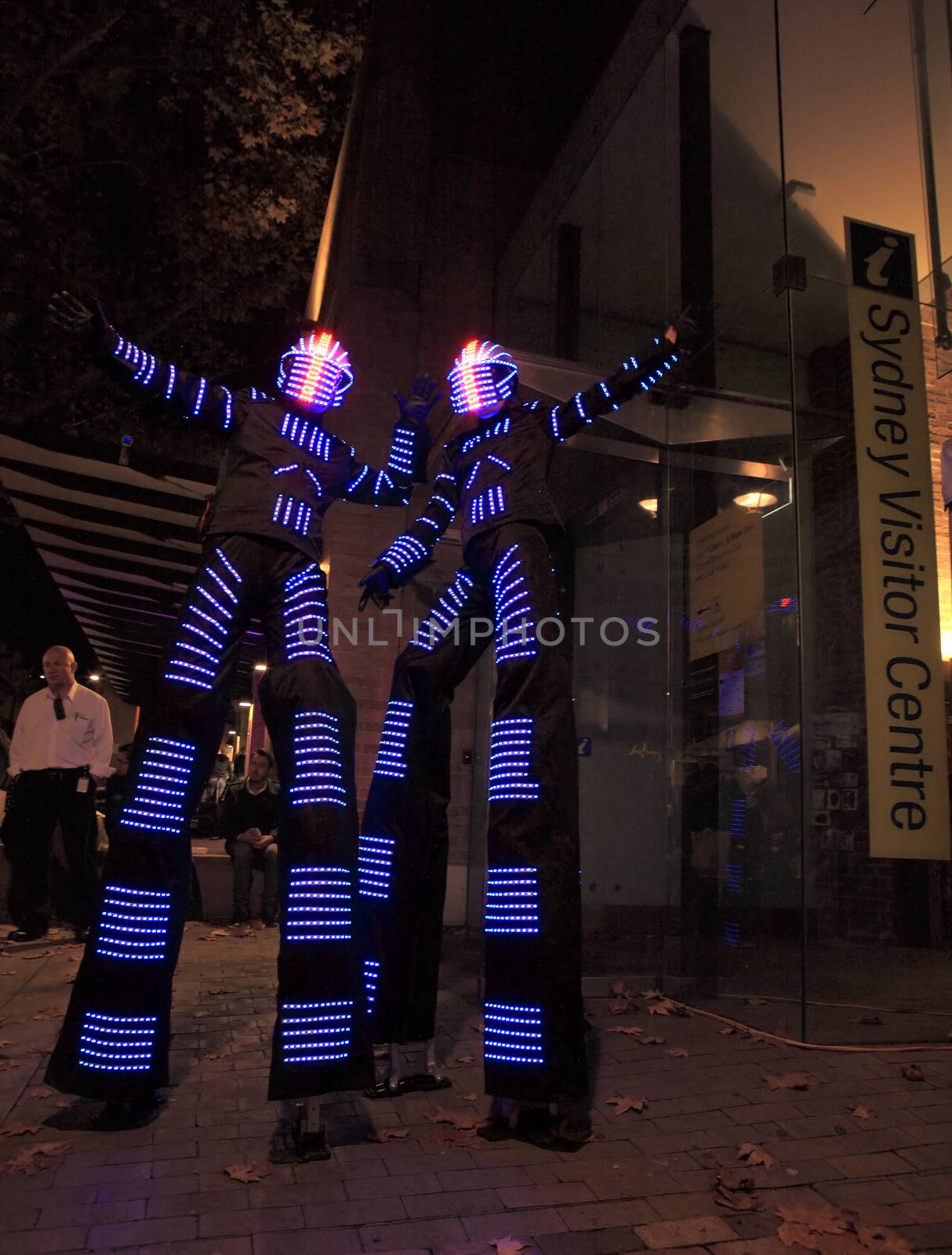 Illuminated street performers,  stilt walkers for Sydney Vivid a by lovleah