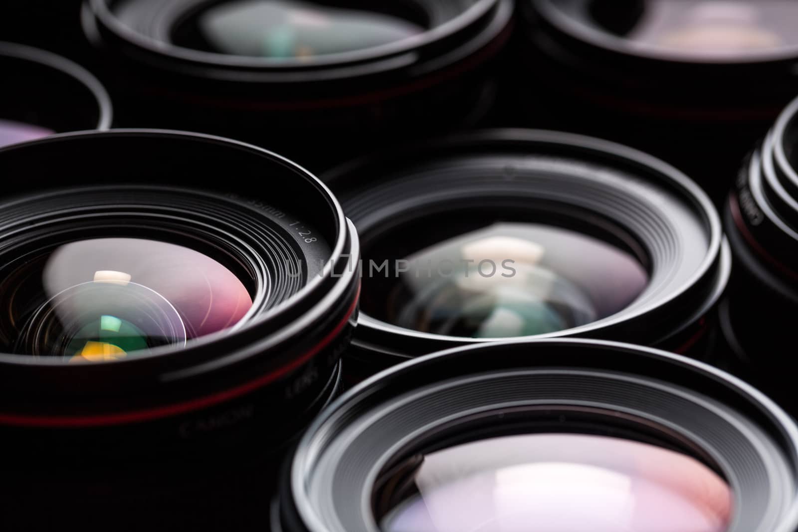 Modern camera lenses with reflections by viktor_cap