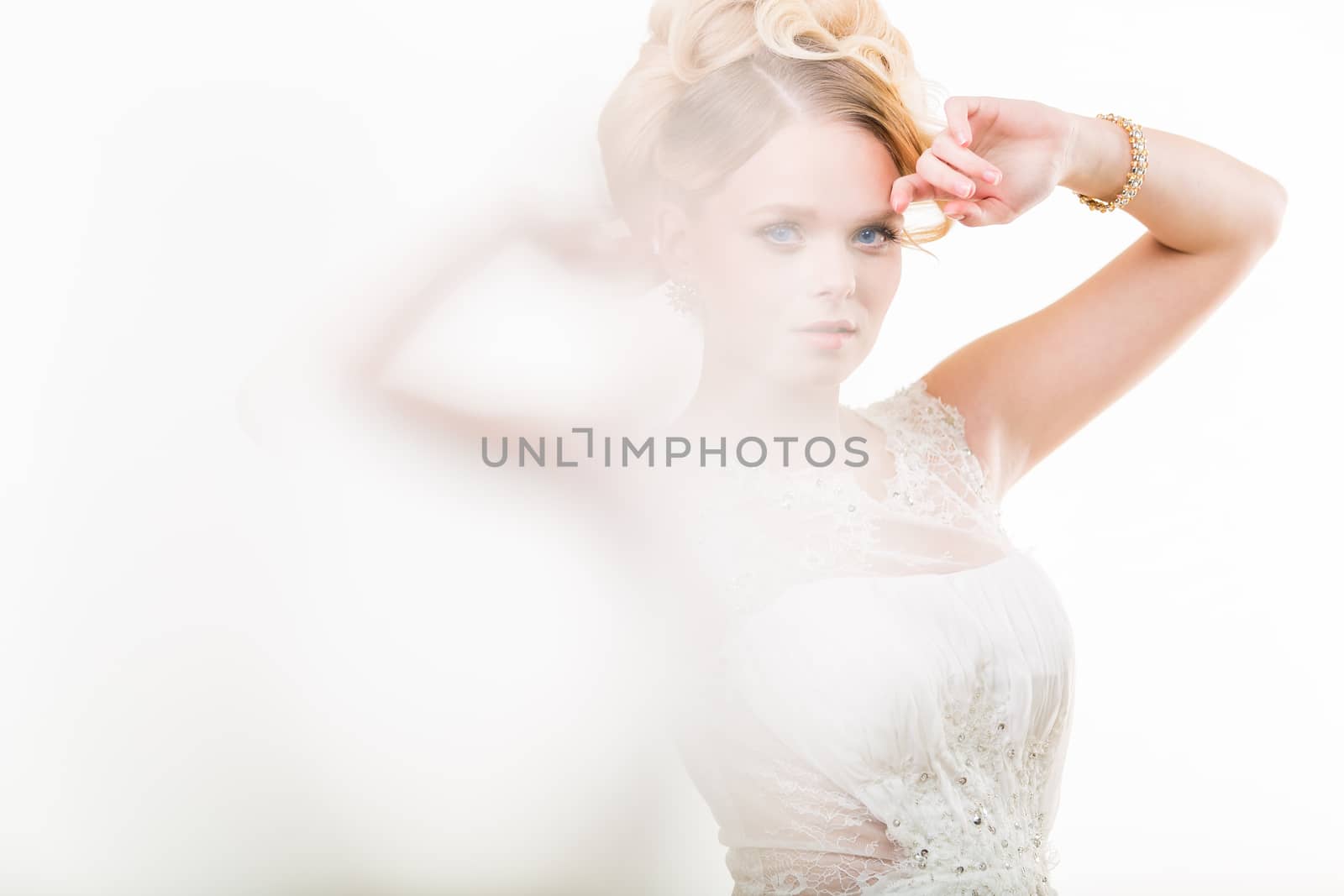 Gorgeous bride on her wedding day (color toned image; shallow DOF)