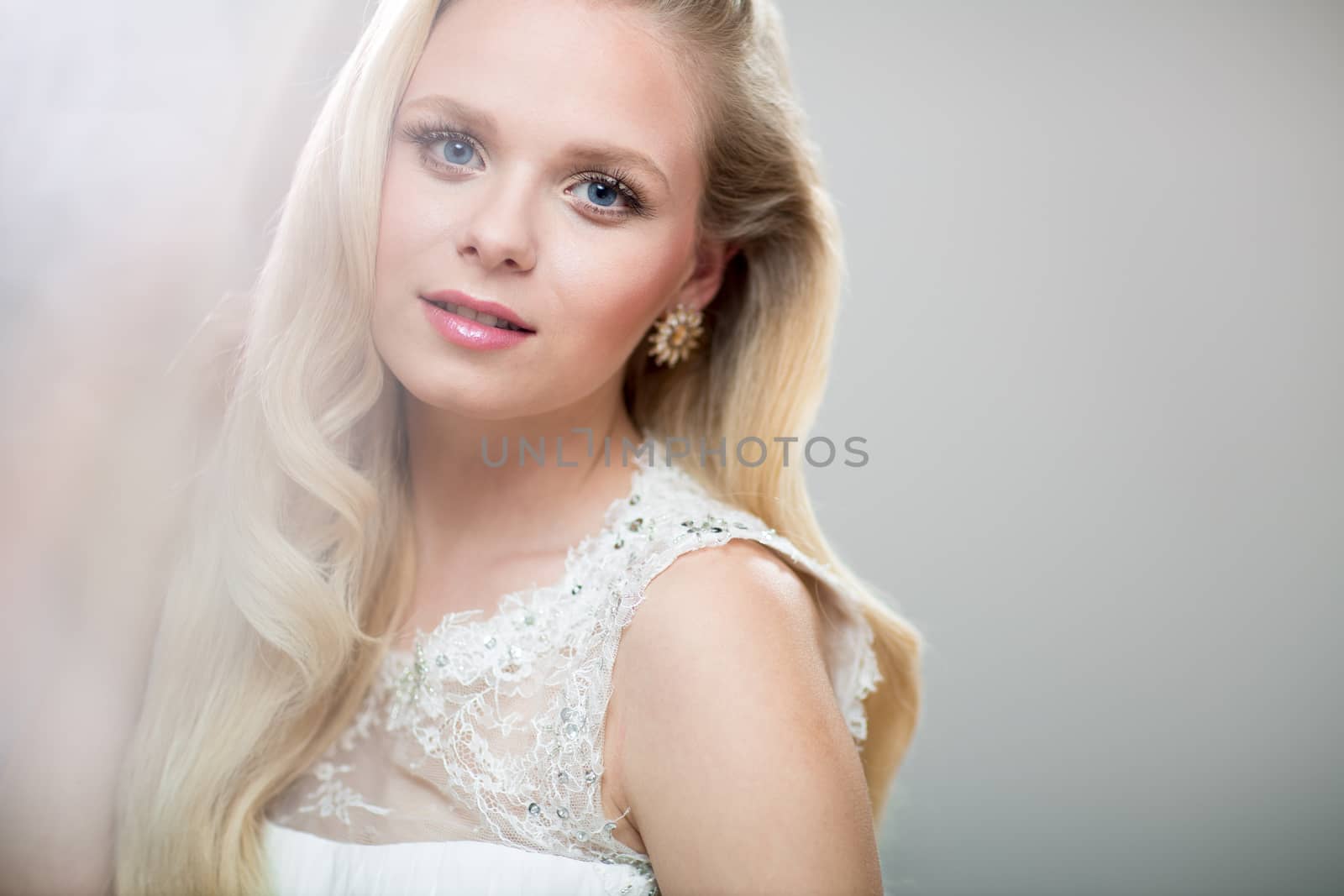 Gorgeous bride on her wedding day (color toned image; shallow DOF)