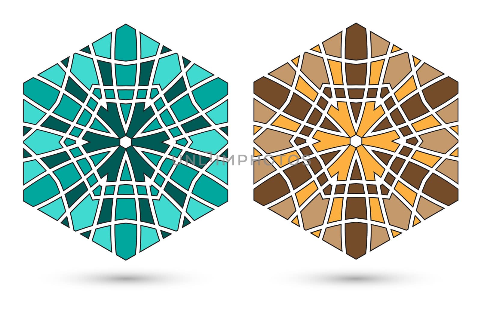 hexagonal two colored symbols by Ahojdoma