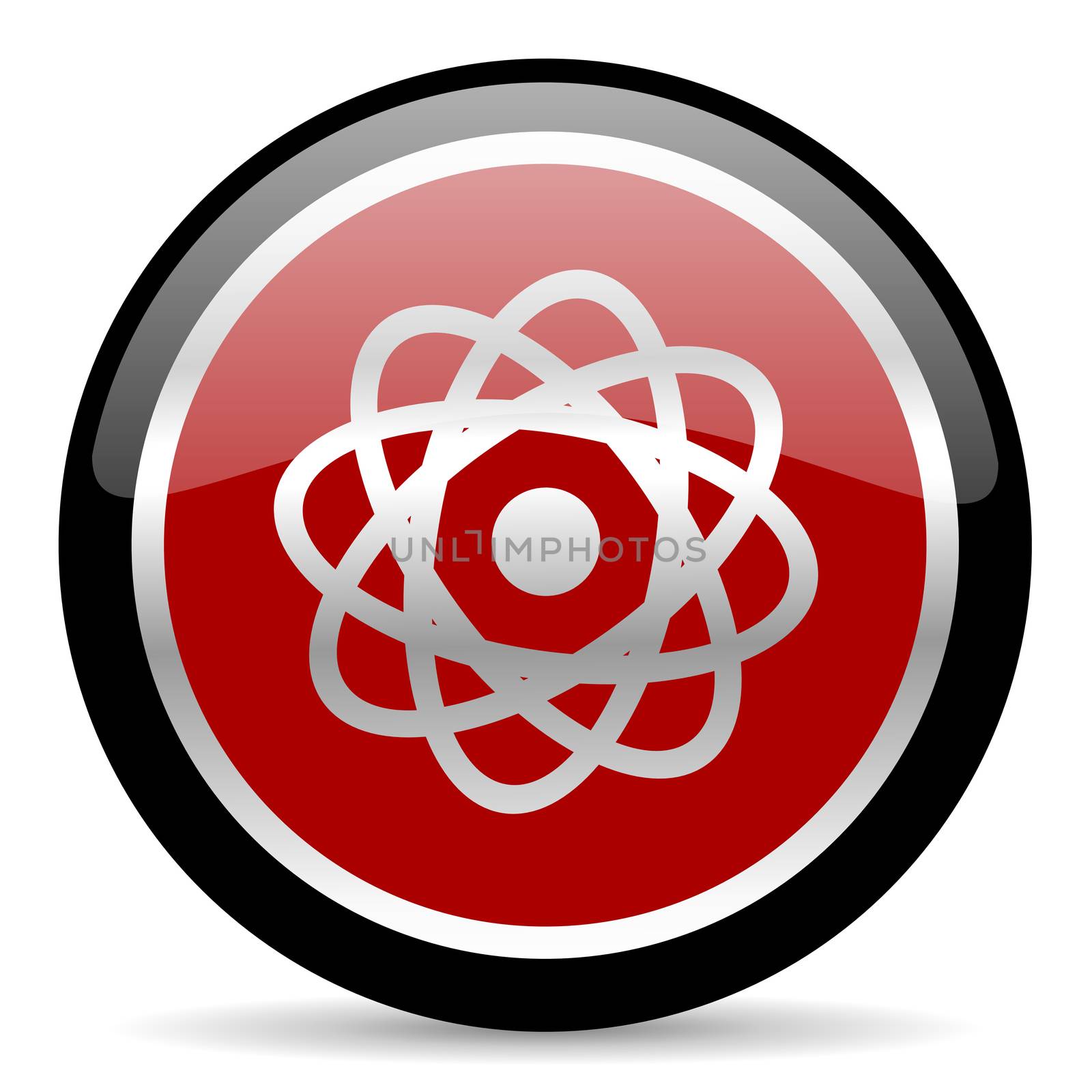 red glossy web button on white background