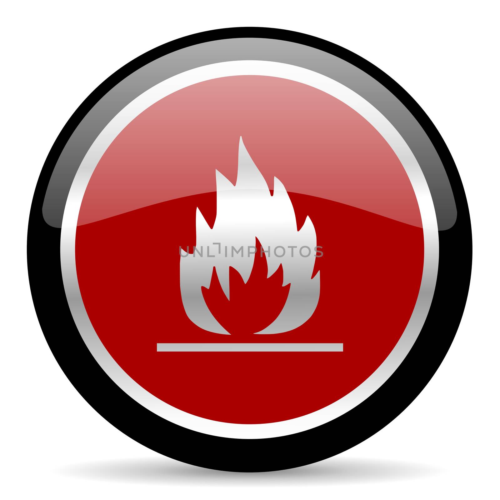 red glossy web button on white background
