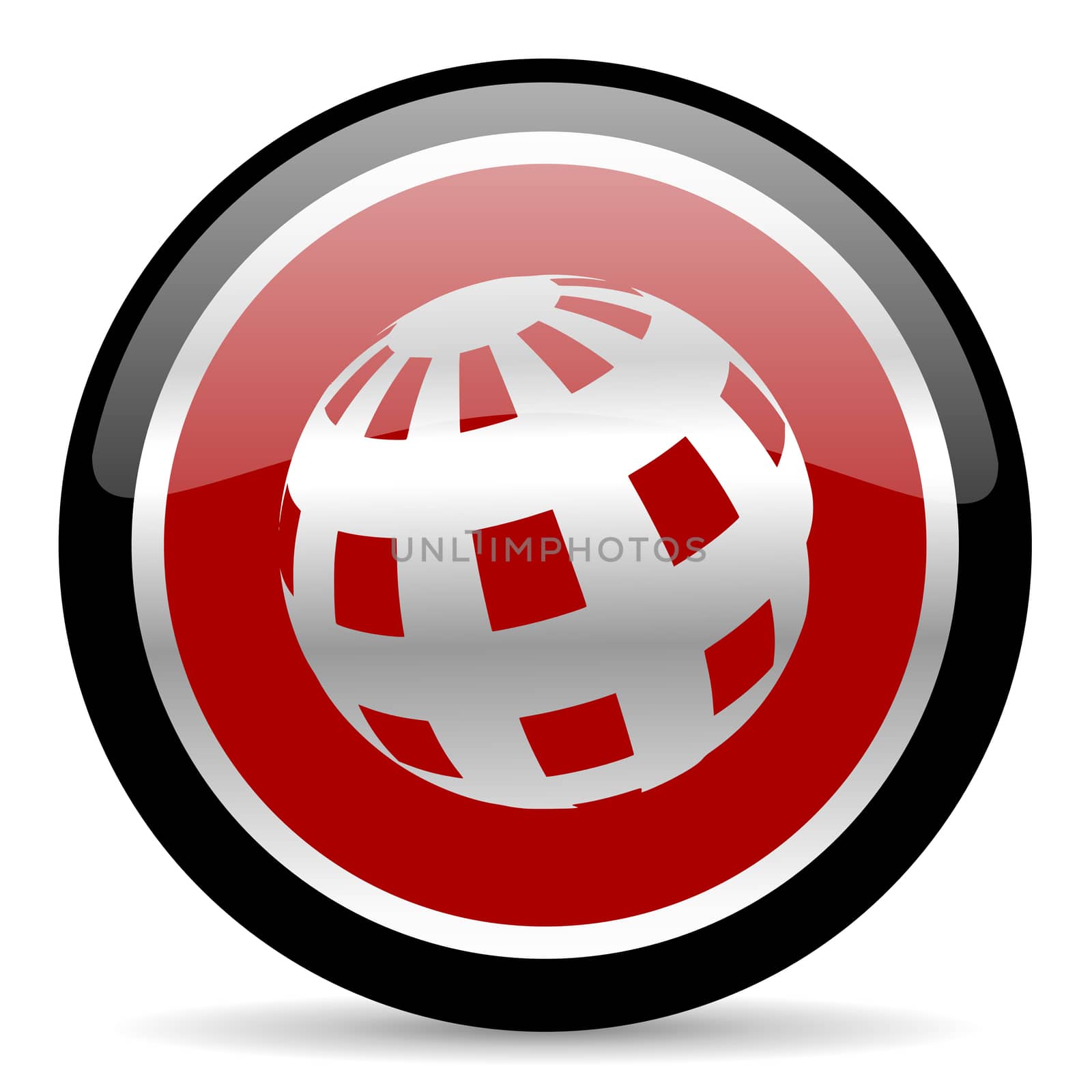 red glossy web button on white background