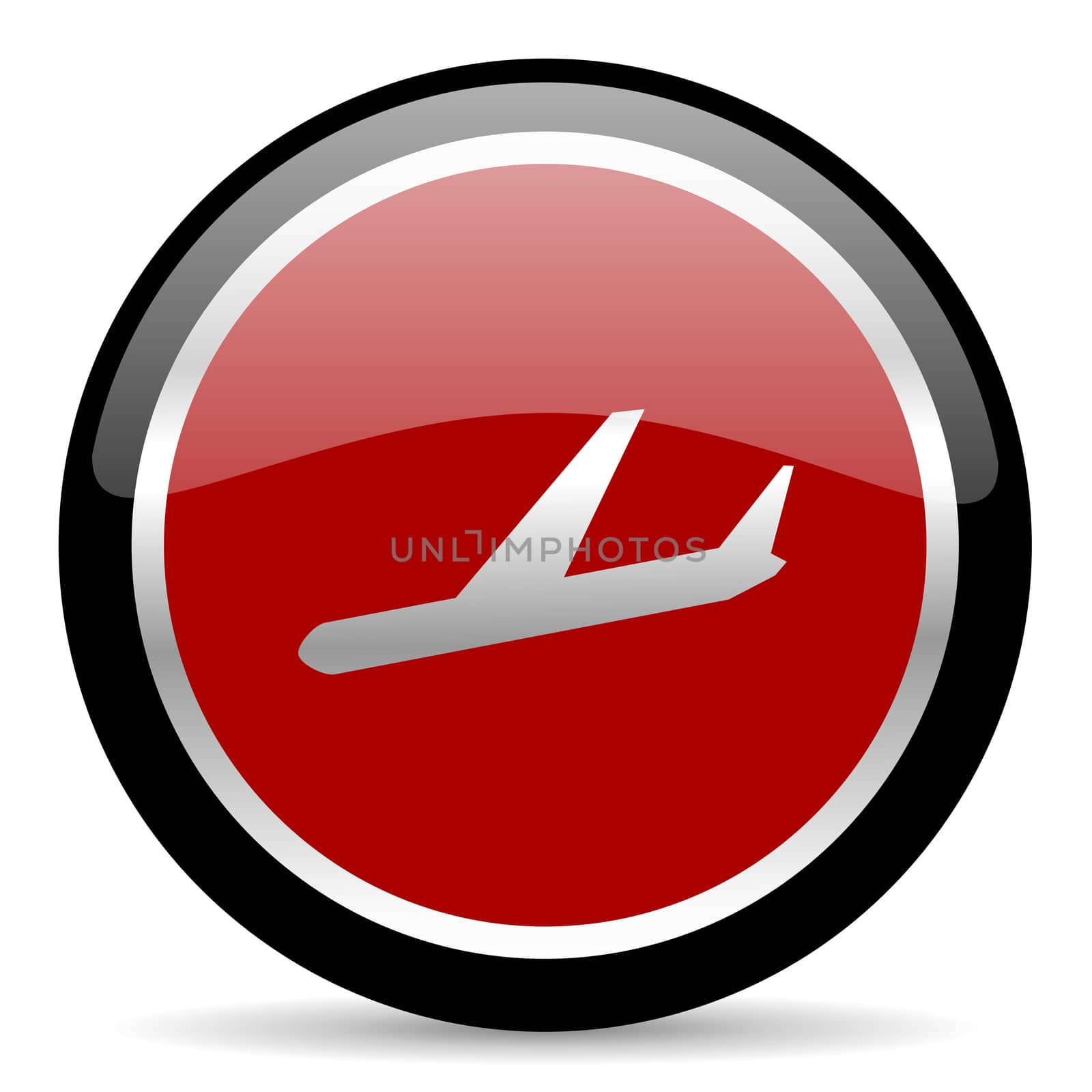 red glossy web button on white background