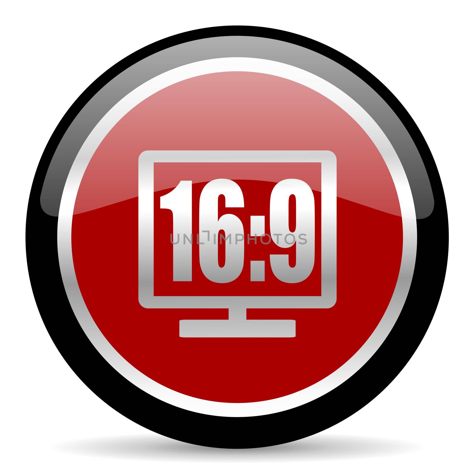 red glossy web button on white background