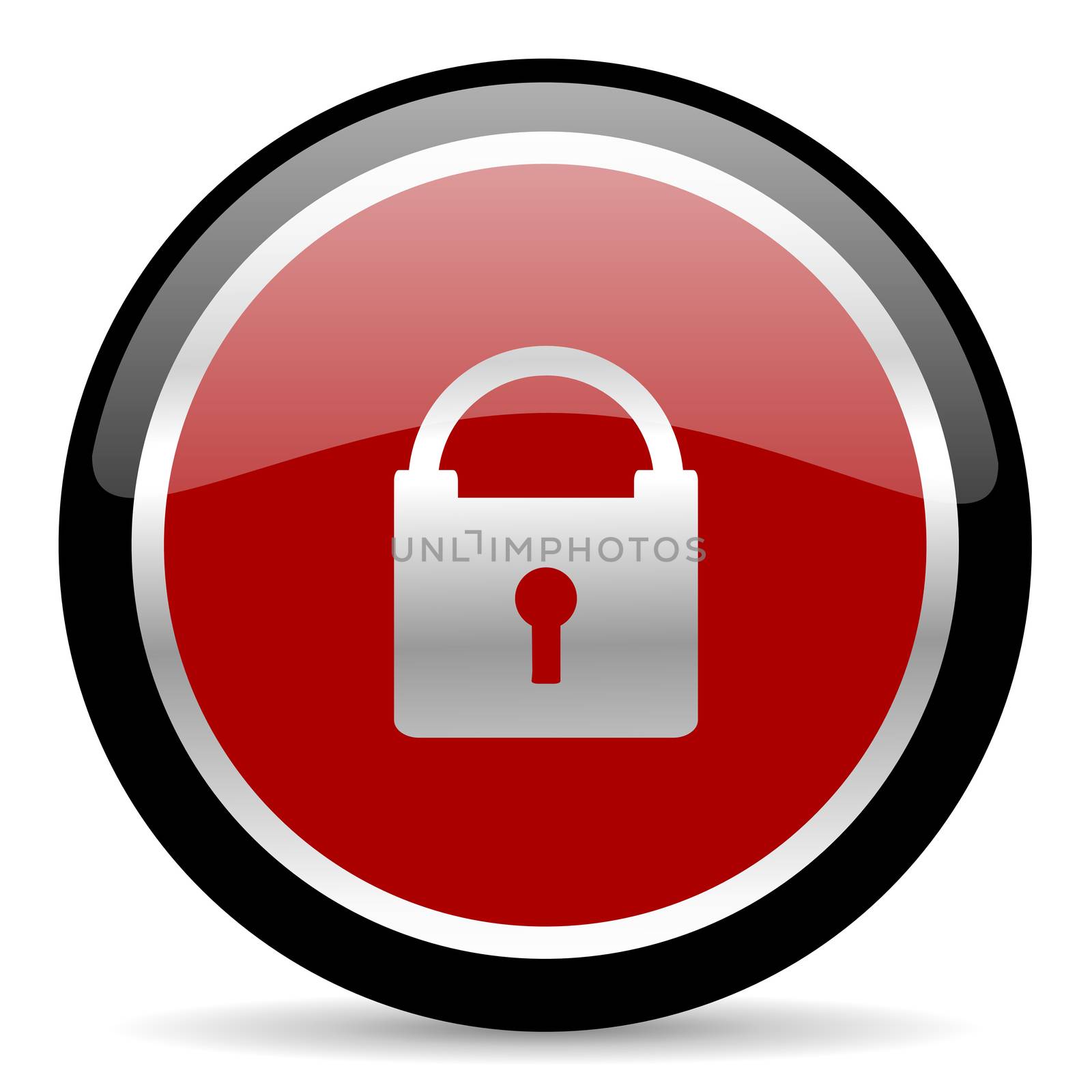 red glossy web button on white background