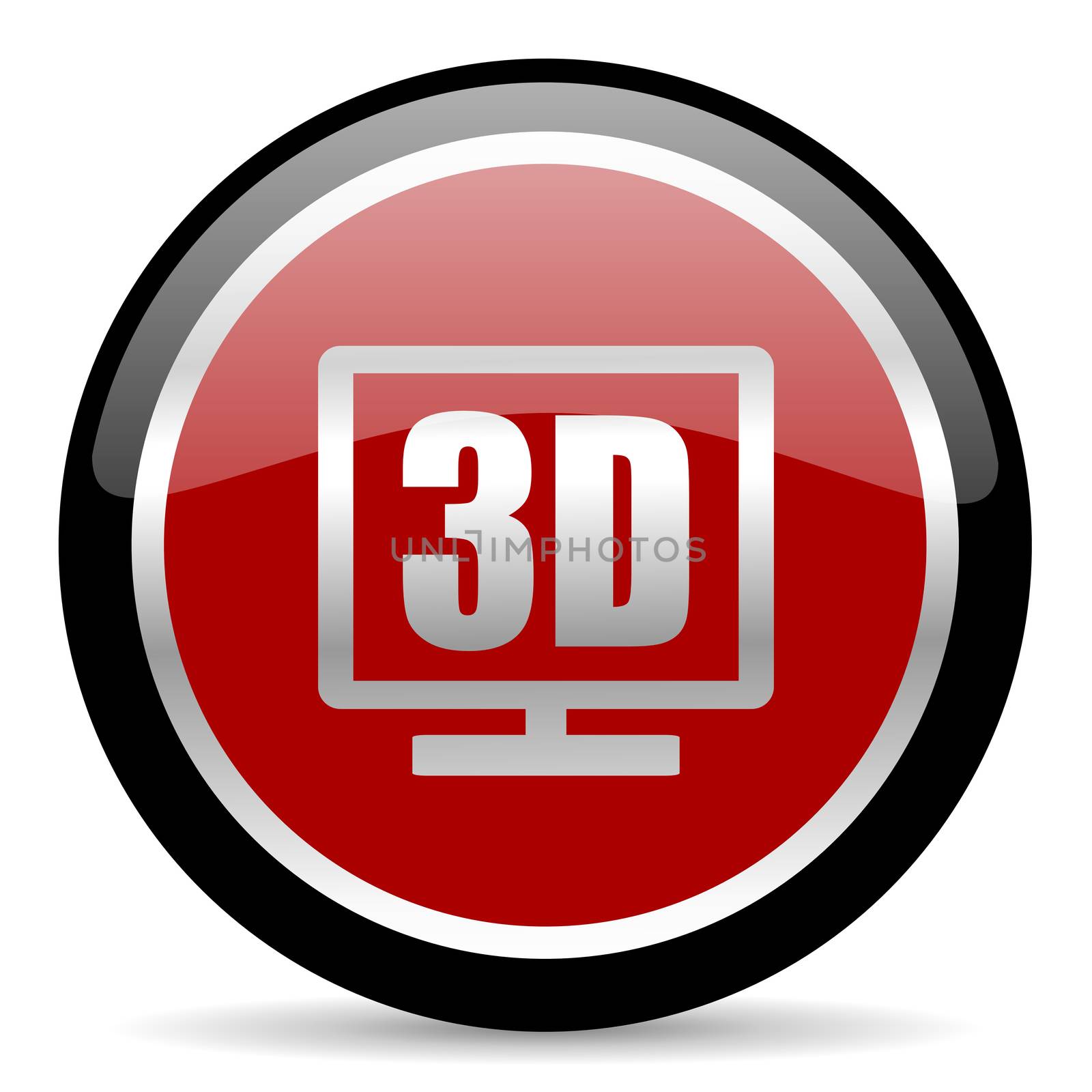 red glossy web button on white background