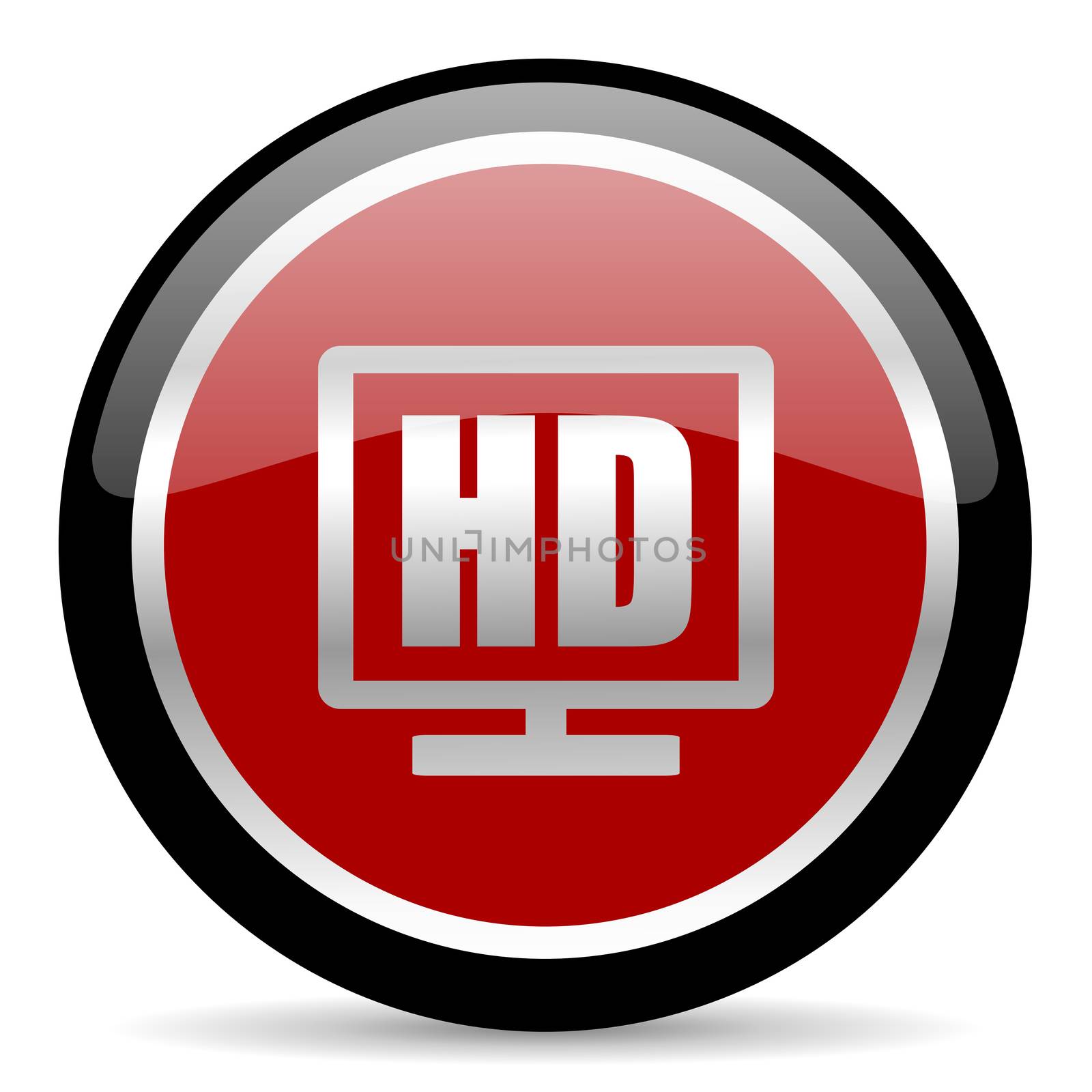 red glossy web button on white background