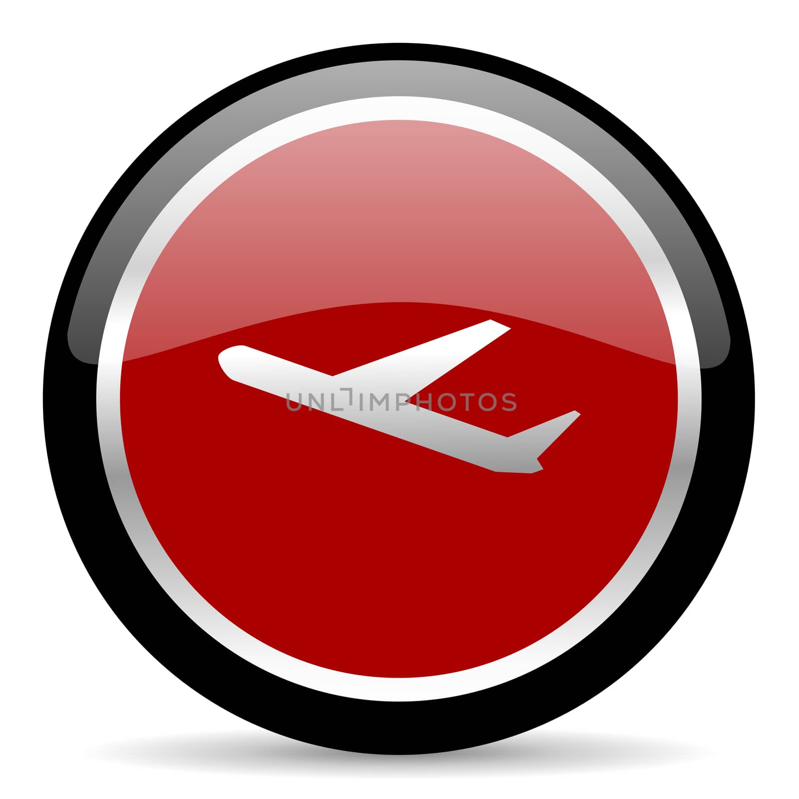 red glossy web button on white background