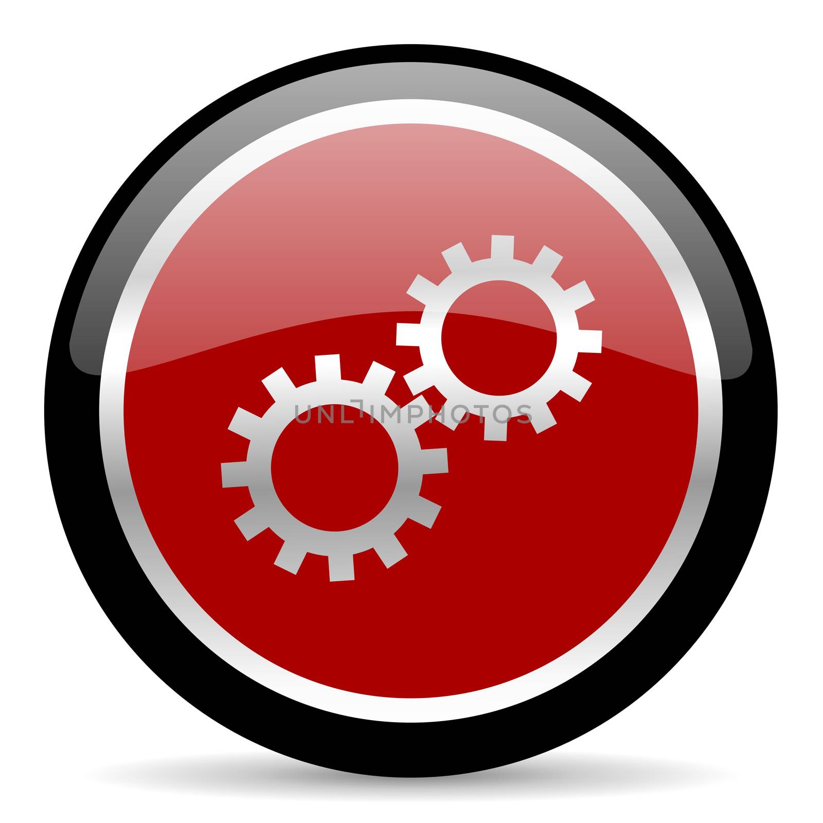 red glossy web button on white background
