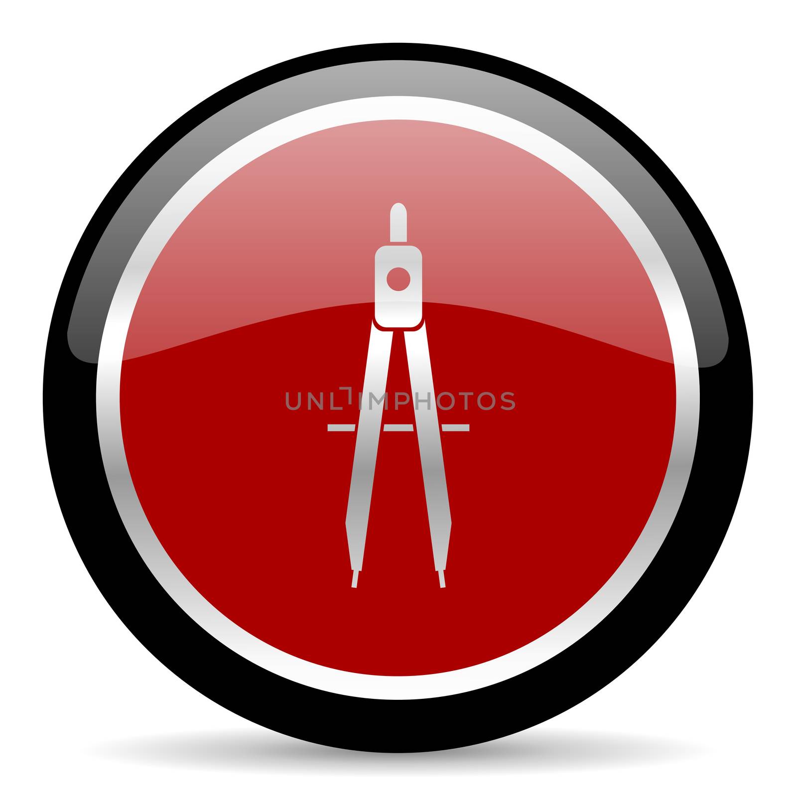 red glossy web button on white background