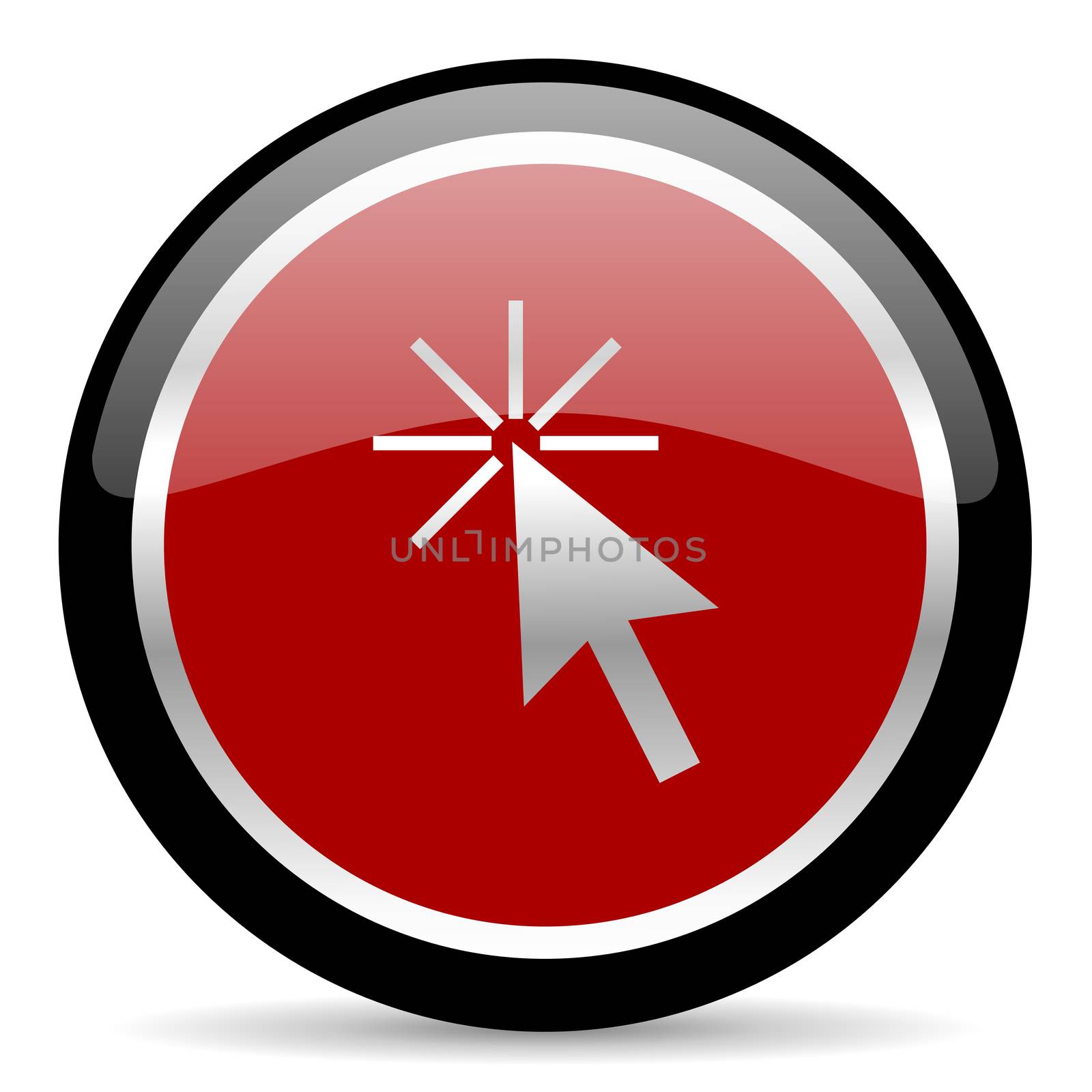 red glossy web button on white background