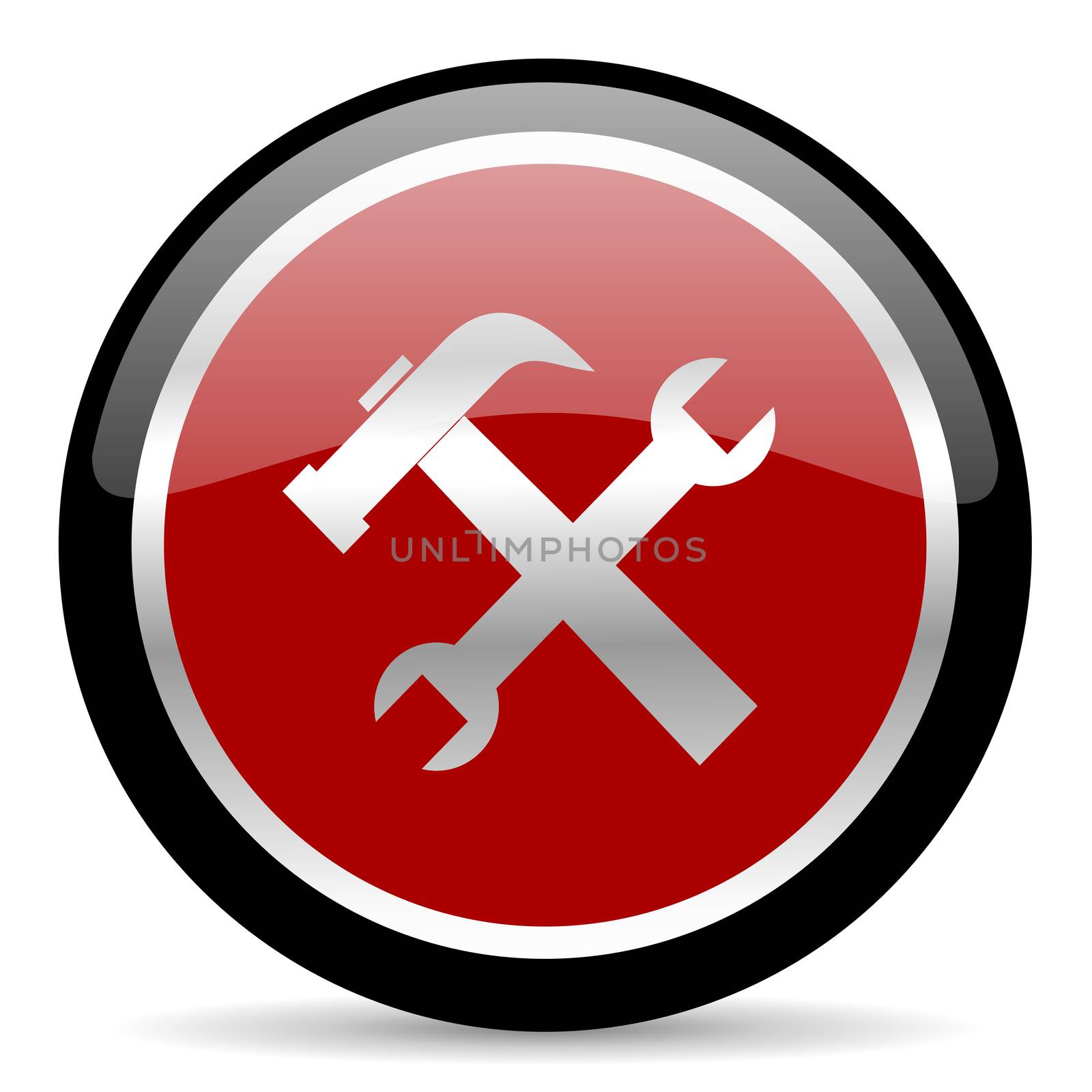 red glossy web button on white background