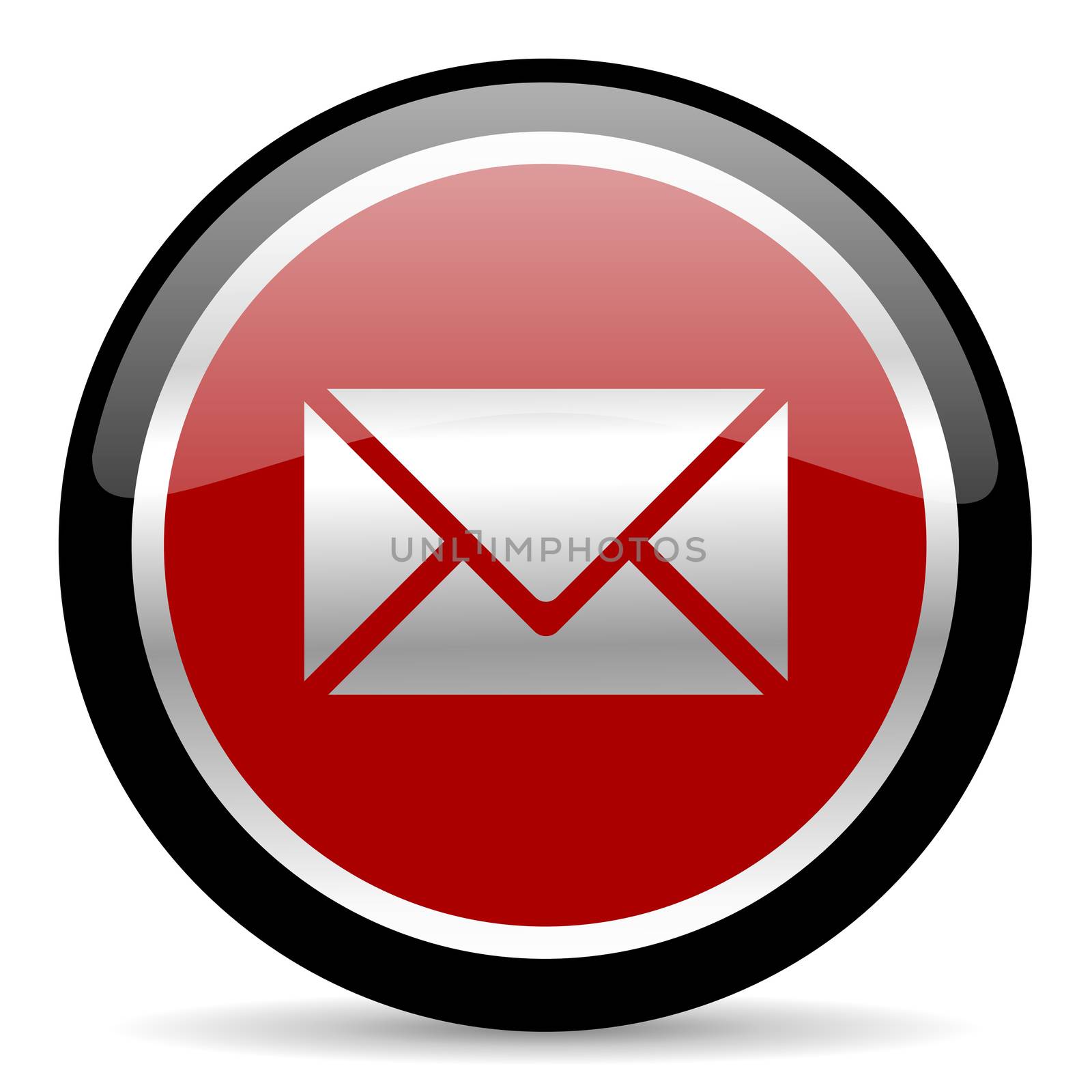 red glossy web button on white background