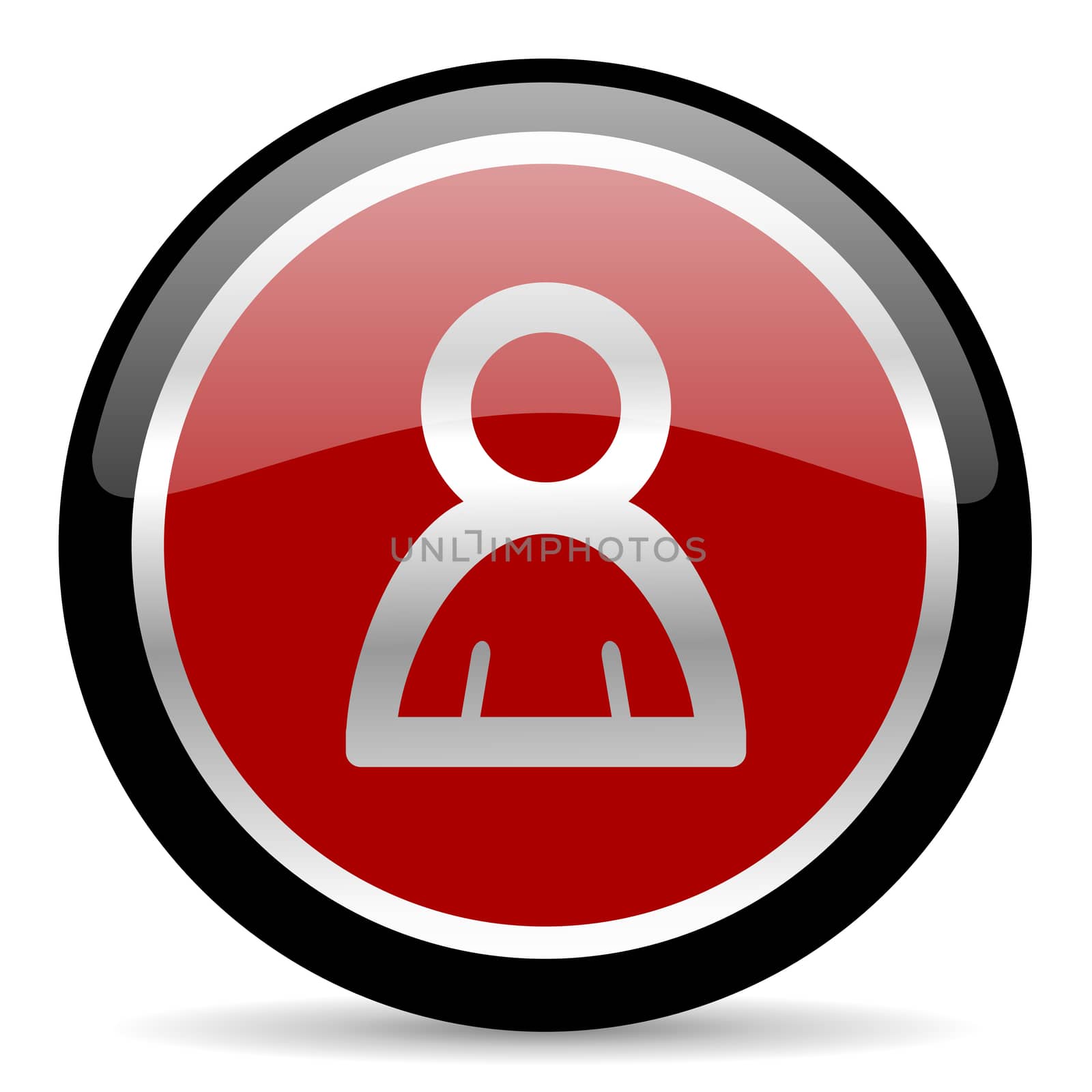 red glossy web button on white background