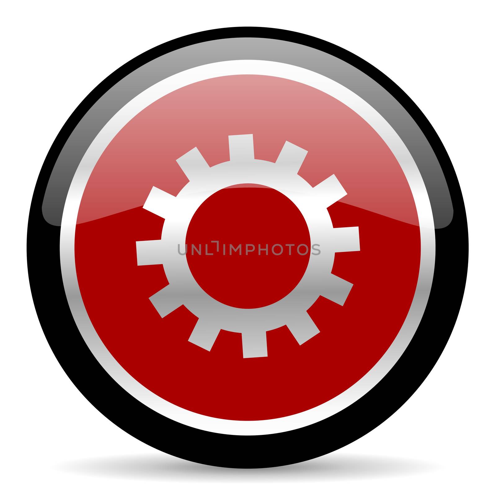 red glossy web button on white background