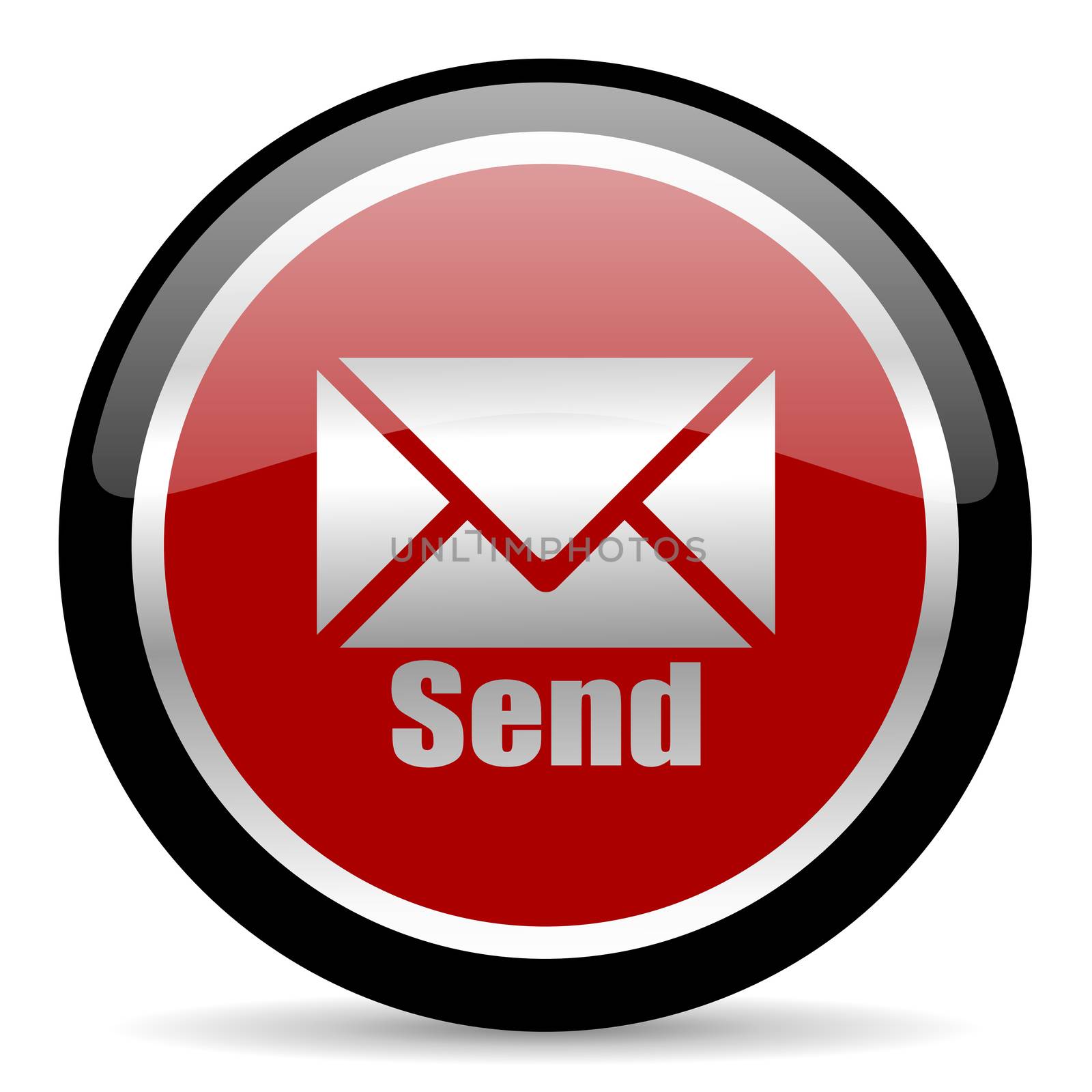 red glossy web button on white background