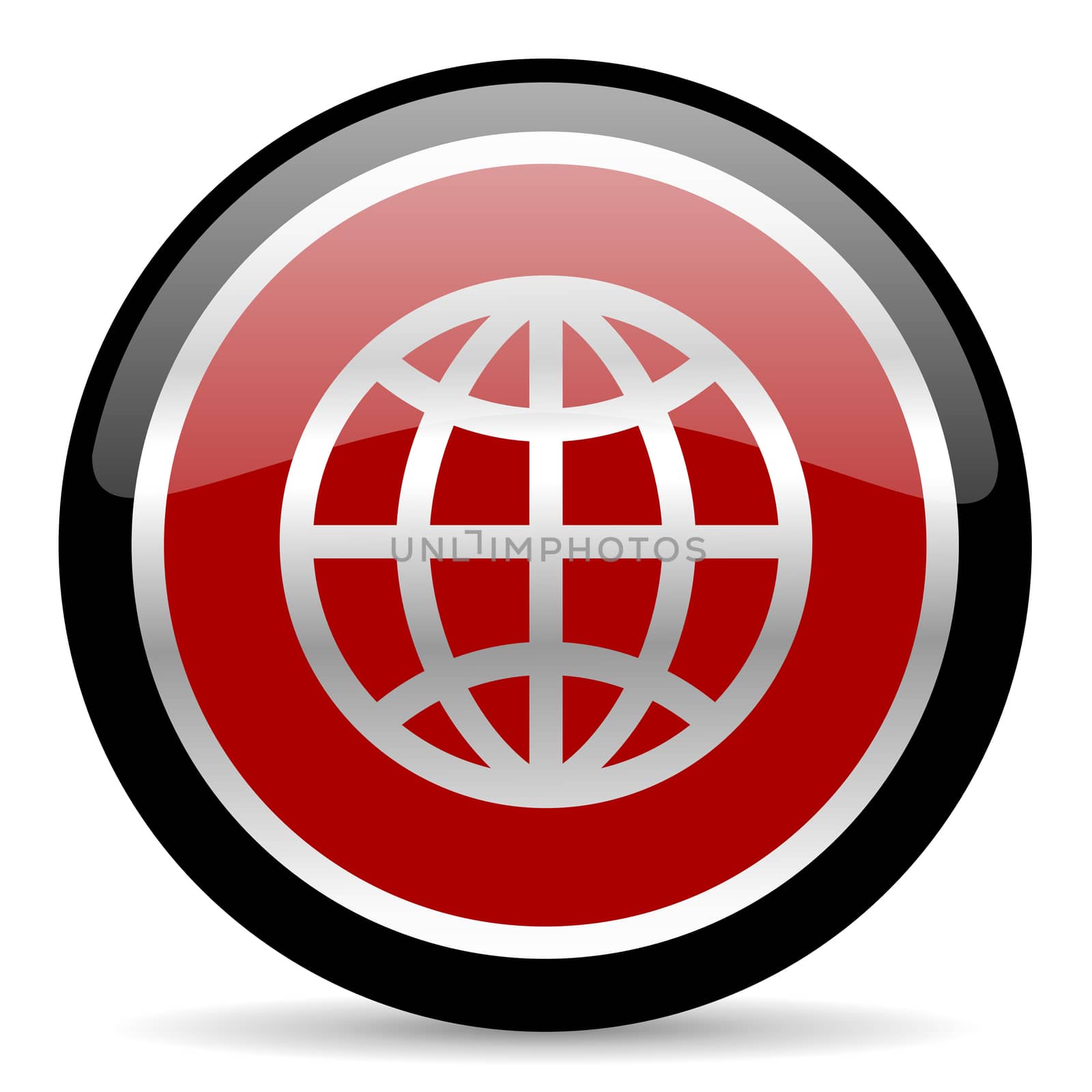 red glossy web button on white background
