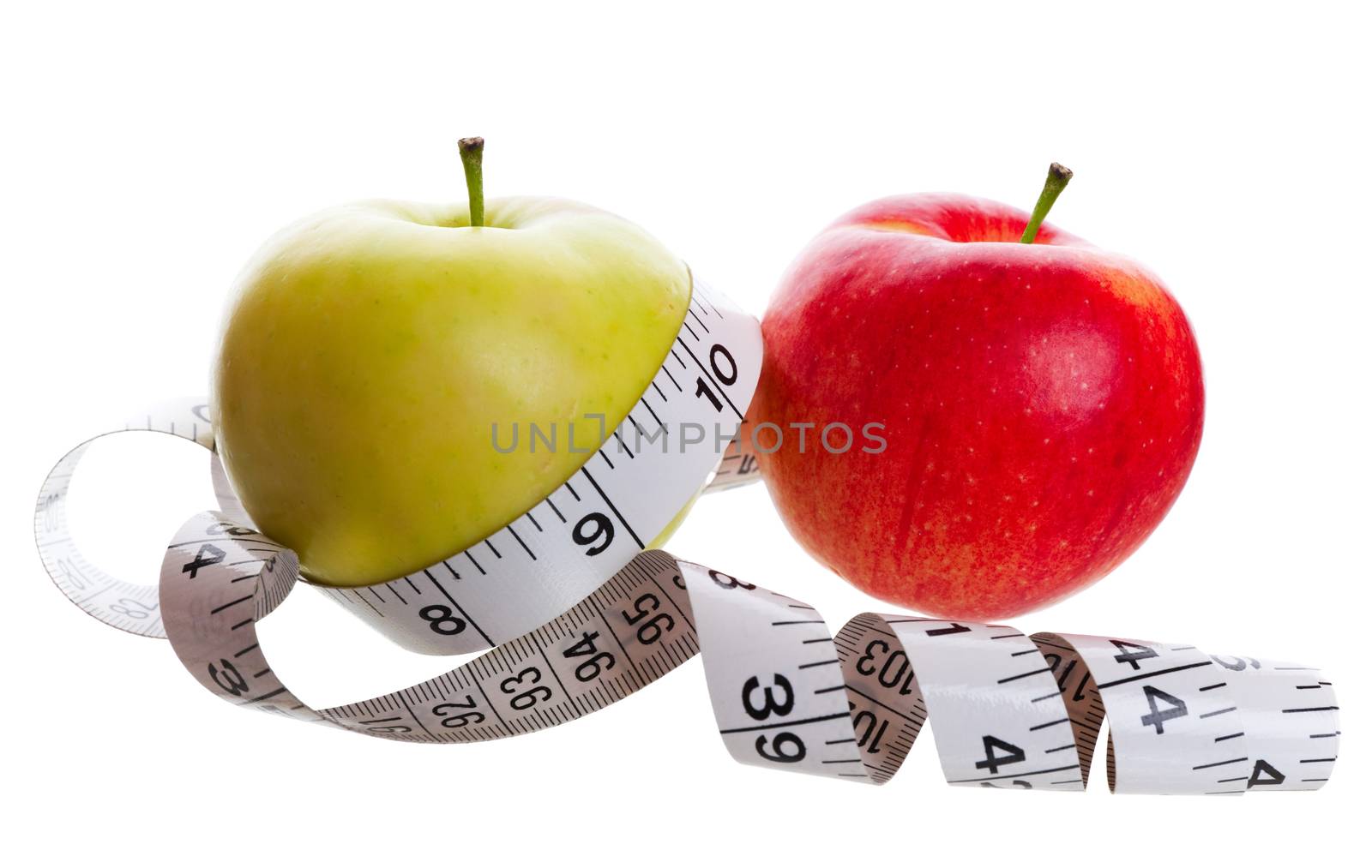 Healthy eating and weight lose conceptual image.  Shot on white background.