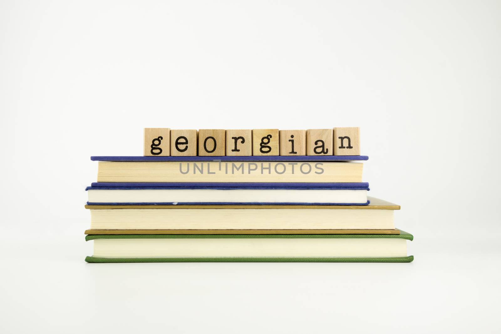 georgian language word on wood stamps and books by vinnstock