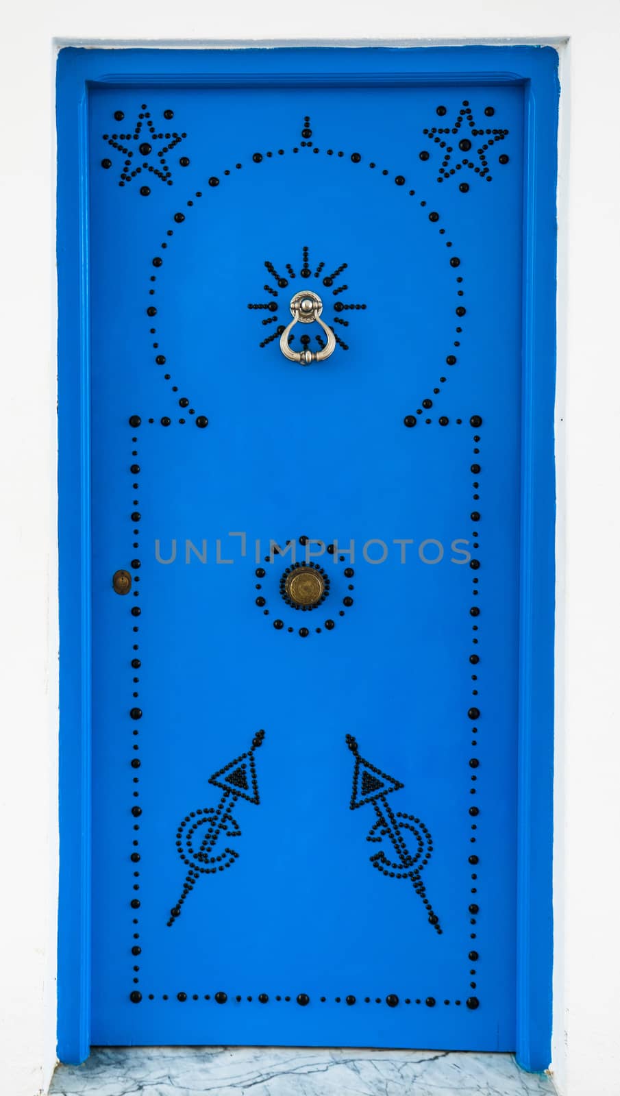 Andalusian style Blue door from Sidi Bou Said in Tunisia. Large resolution