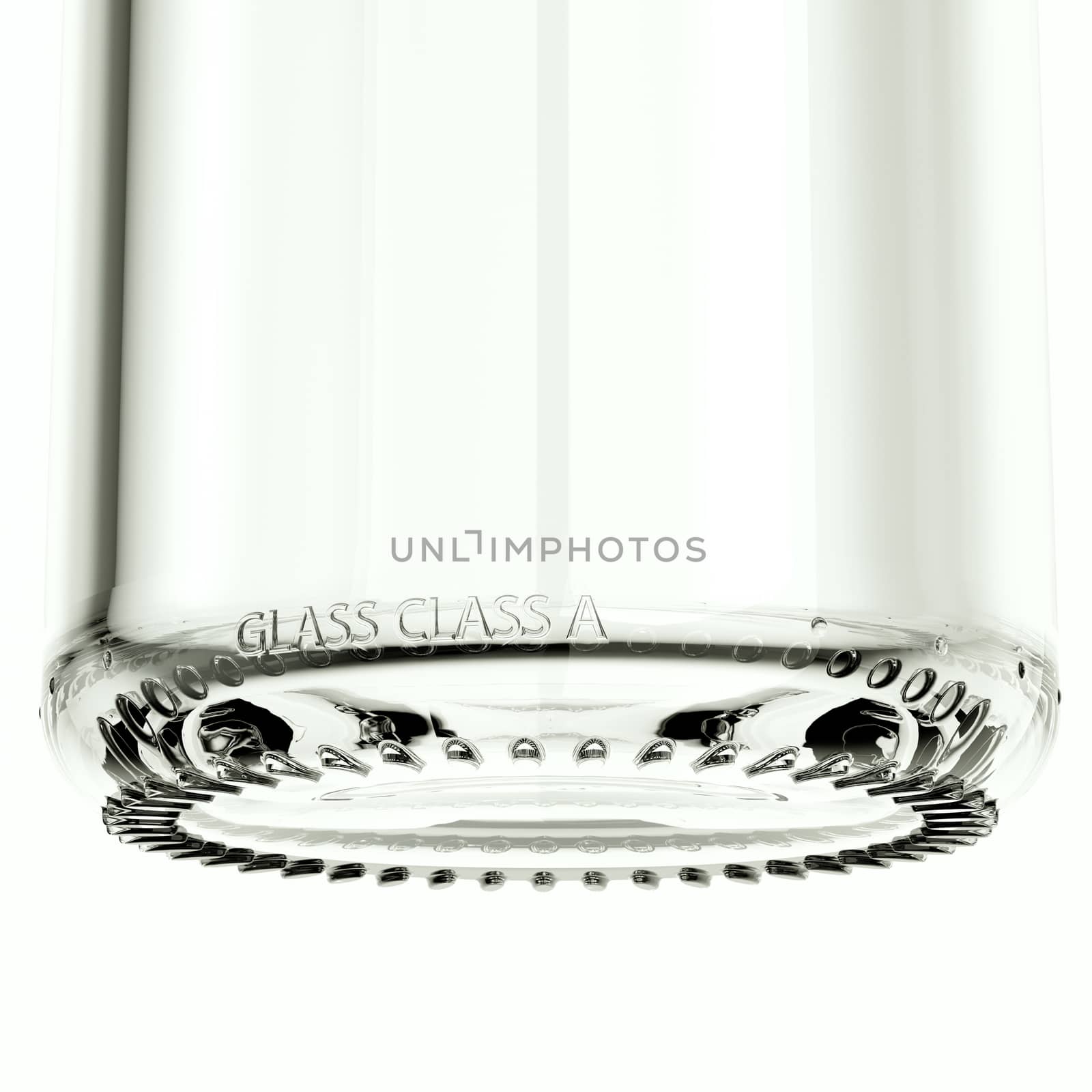 Close-up of empty bottle bottom isolated on white