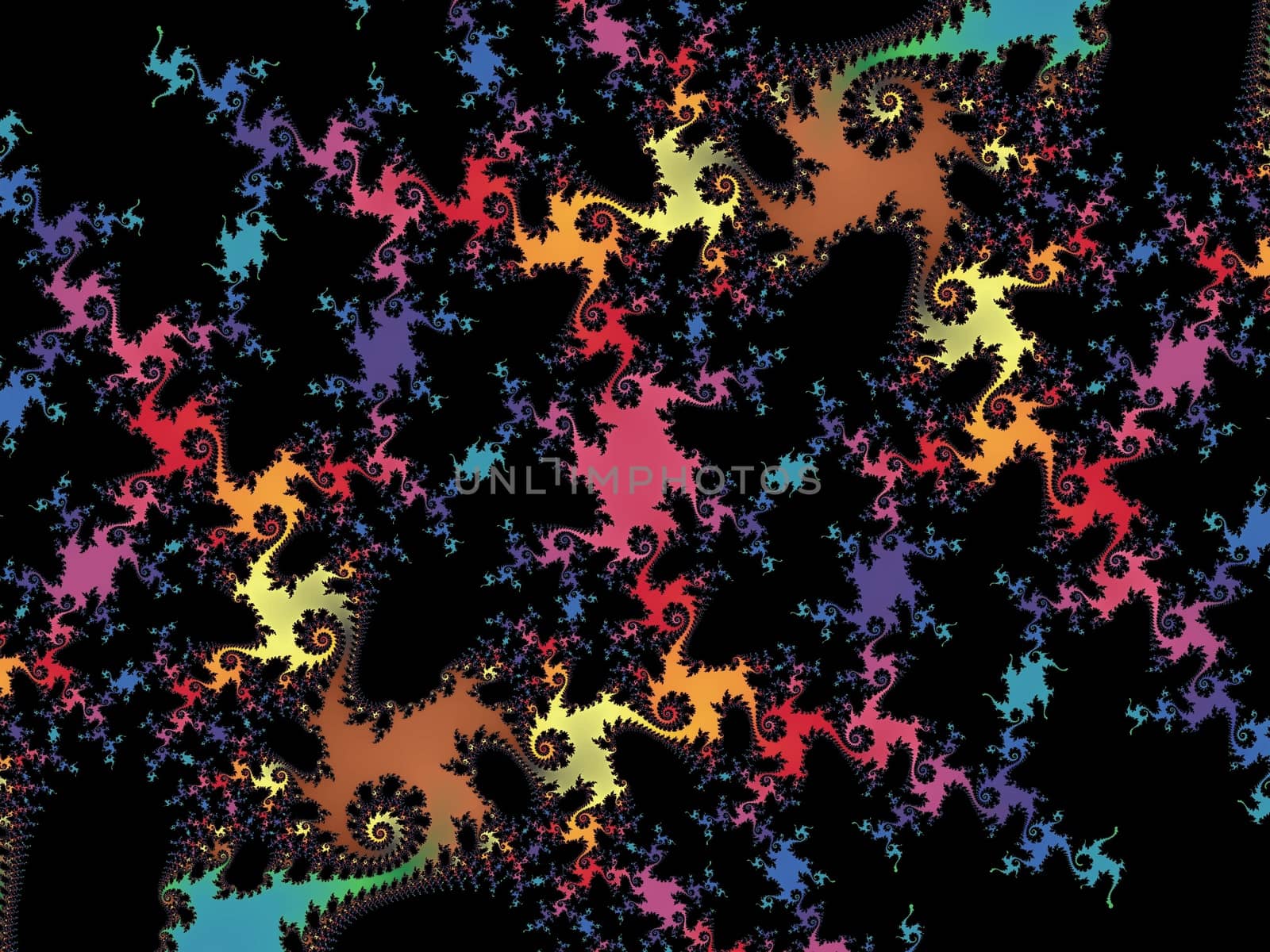 Digital computer graphic - rendering. Patterned fractal background with spirals for design