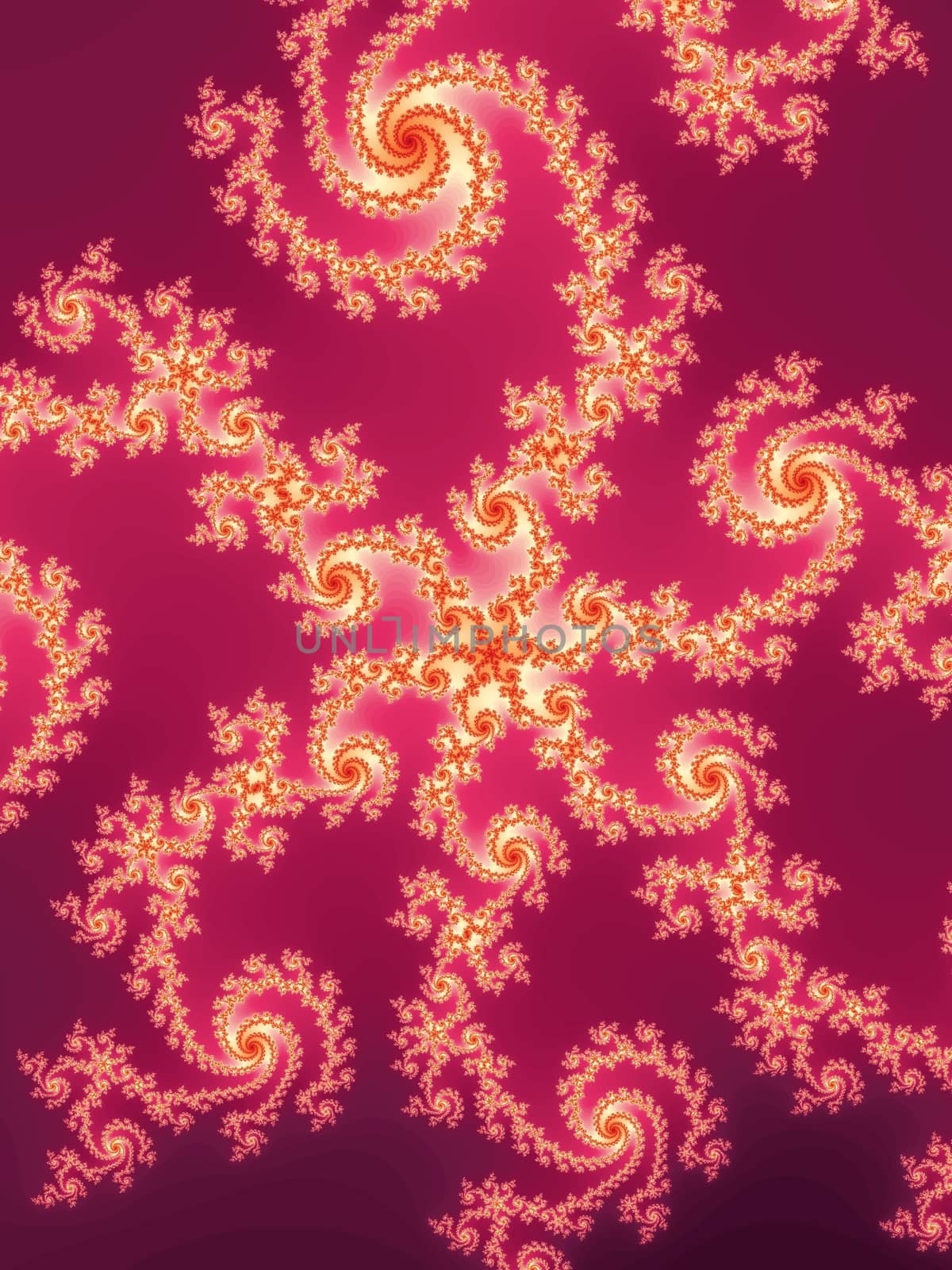 Digital computer graphic - rendering. Patterned fractal spiral in a pink colors for design