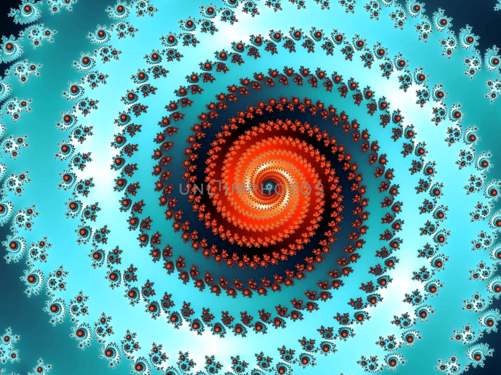 Digital computer graphic - rendering. Fractal spiral in a red - blue colors for design.