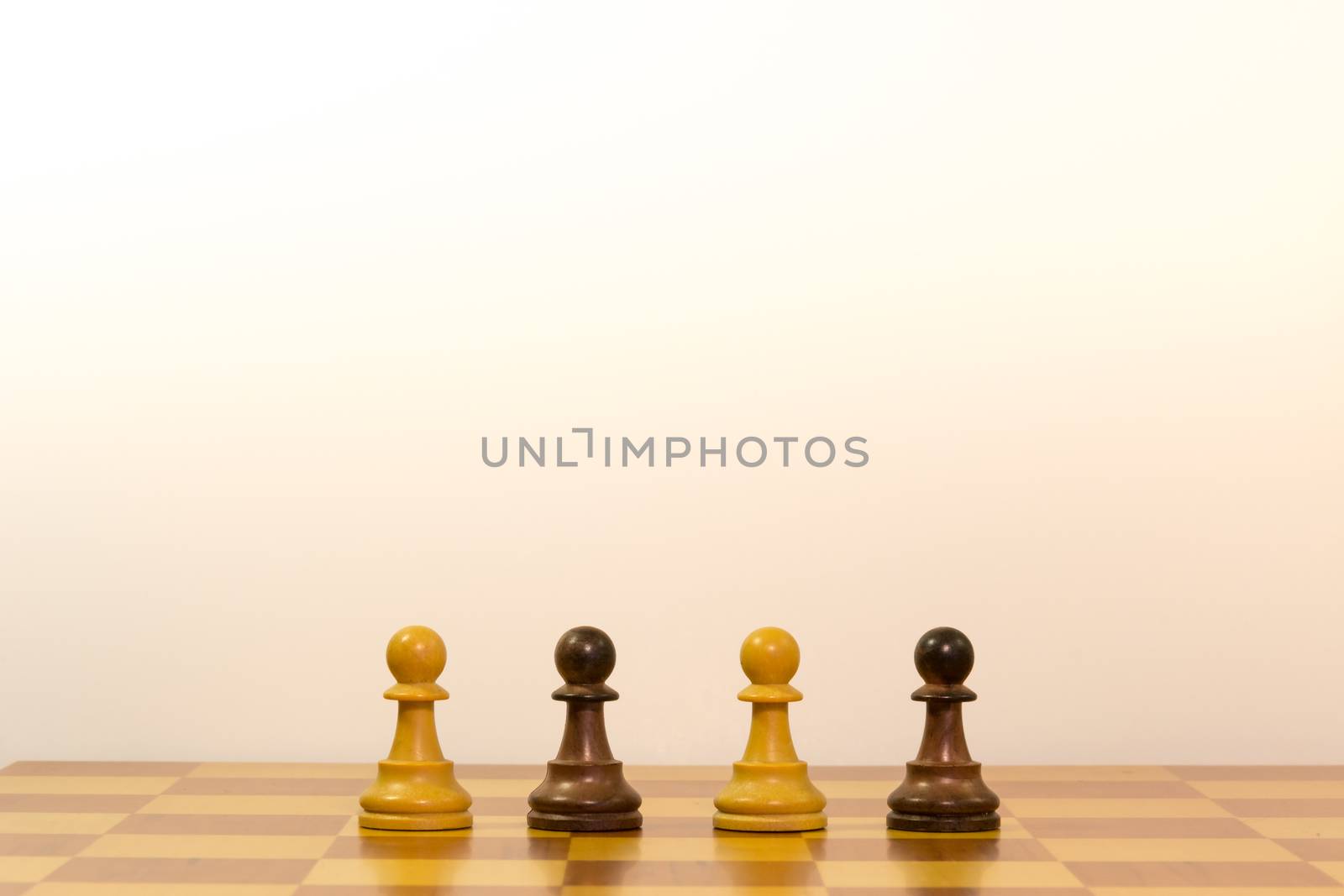 Concept of different ethnicity with pawns of chess